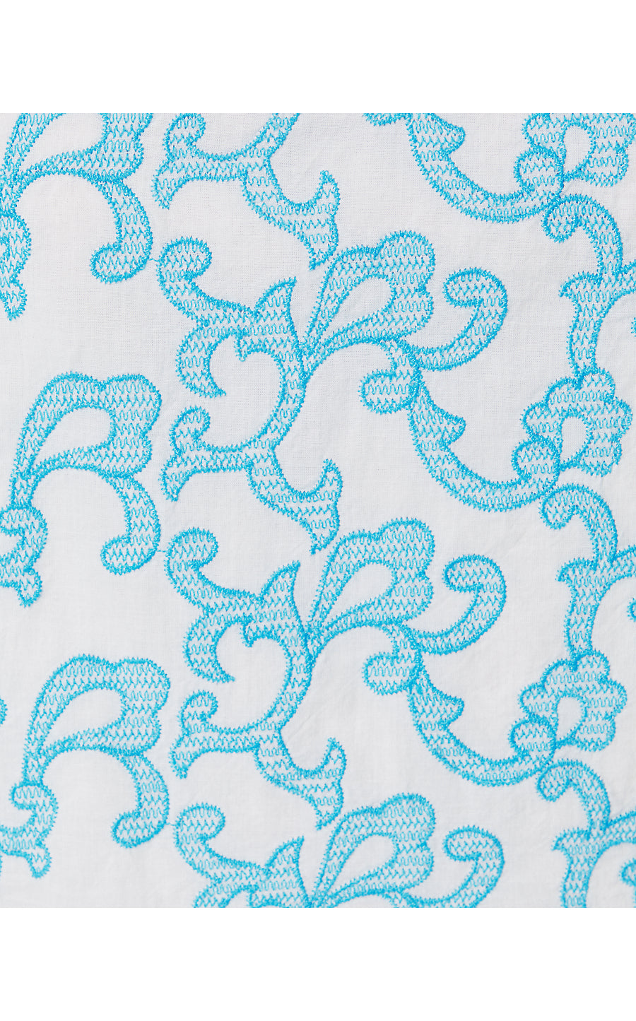 DAHLIANA EMBROIDERED COTTON TOP, LUNAR BLUE FLAMINGLE EMBROIDERED COTTON