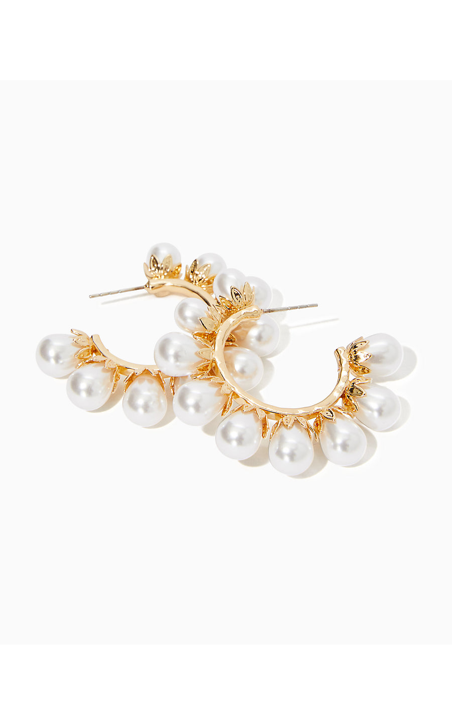 PEARL PERFECT HOOP EARRINGS, GOLD METALLIC