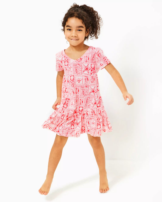 MINI CAMILLA SHORT SLEEVE DRESS, MIZNER RED SEASIDE HARBOUR