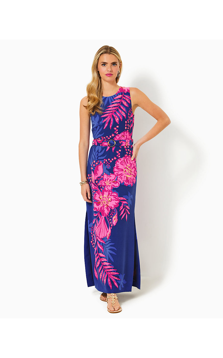 ADAYA MAXI SHIFT DRESS, BLUE MED NEVER ENDING SUMMER ENGINEERED WOVEN MAXI DRESS