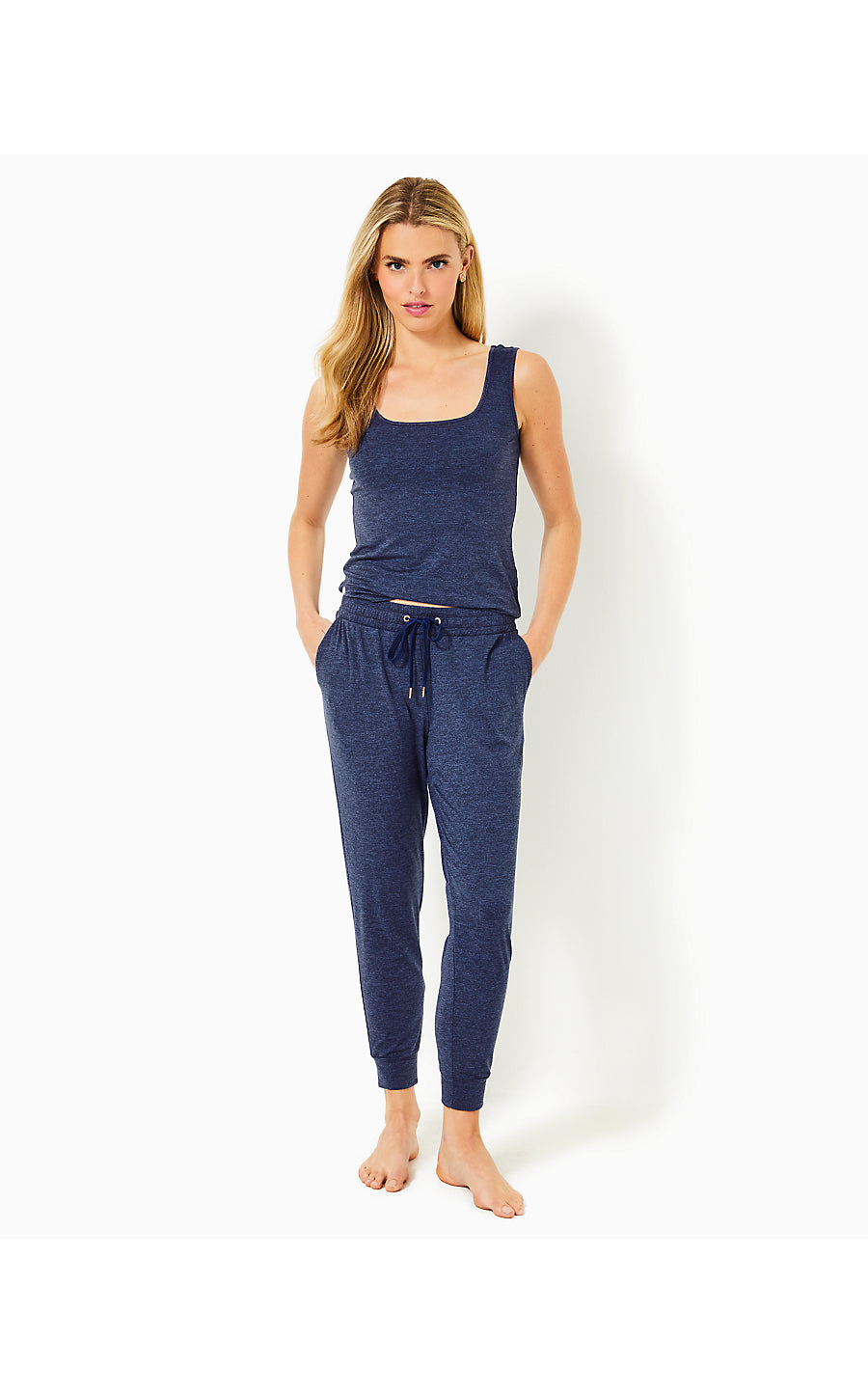 MARSAILLE TANK, HEATHERED MED BLUE X NOIR