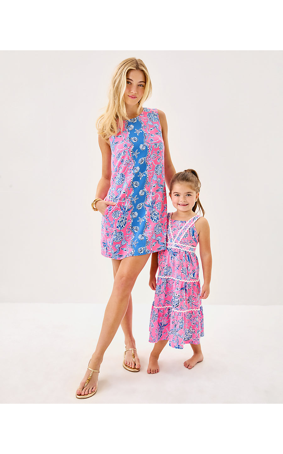 EDITA SHIFT, ROUSSEAU PINK BAREFOOT BEACHCOMBERS ENGINEERED DRESS