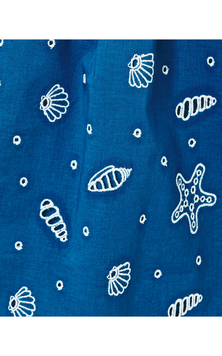 MAISHA LONG SLEEVE EYELET TOP, BARTON BLUE SHELL COLLECTOR EMBROIDERY
