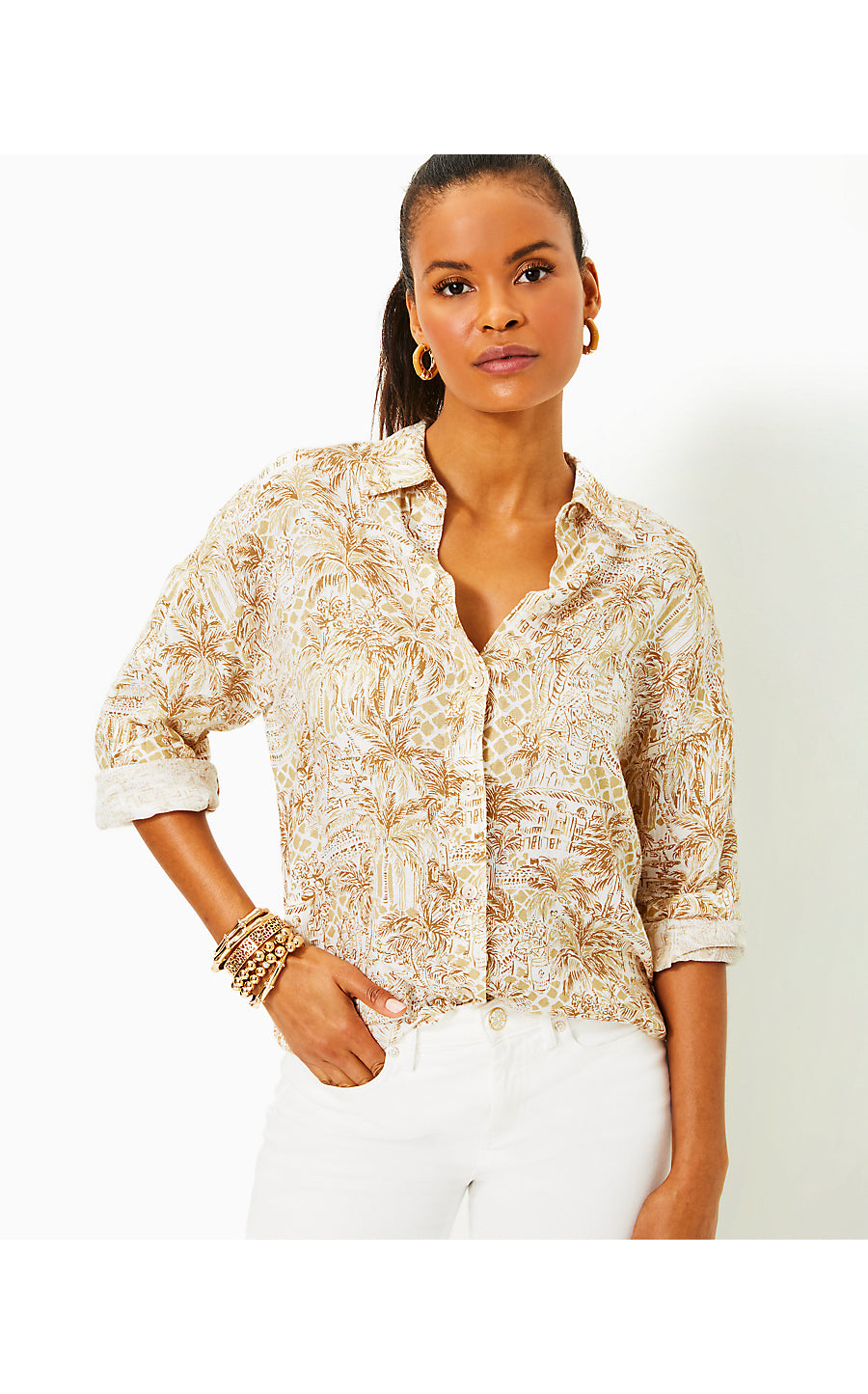 STEVEY RELAXED BUTTON DOWN, SAND BAR PALM BEACH PARADISE