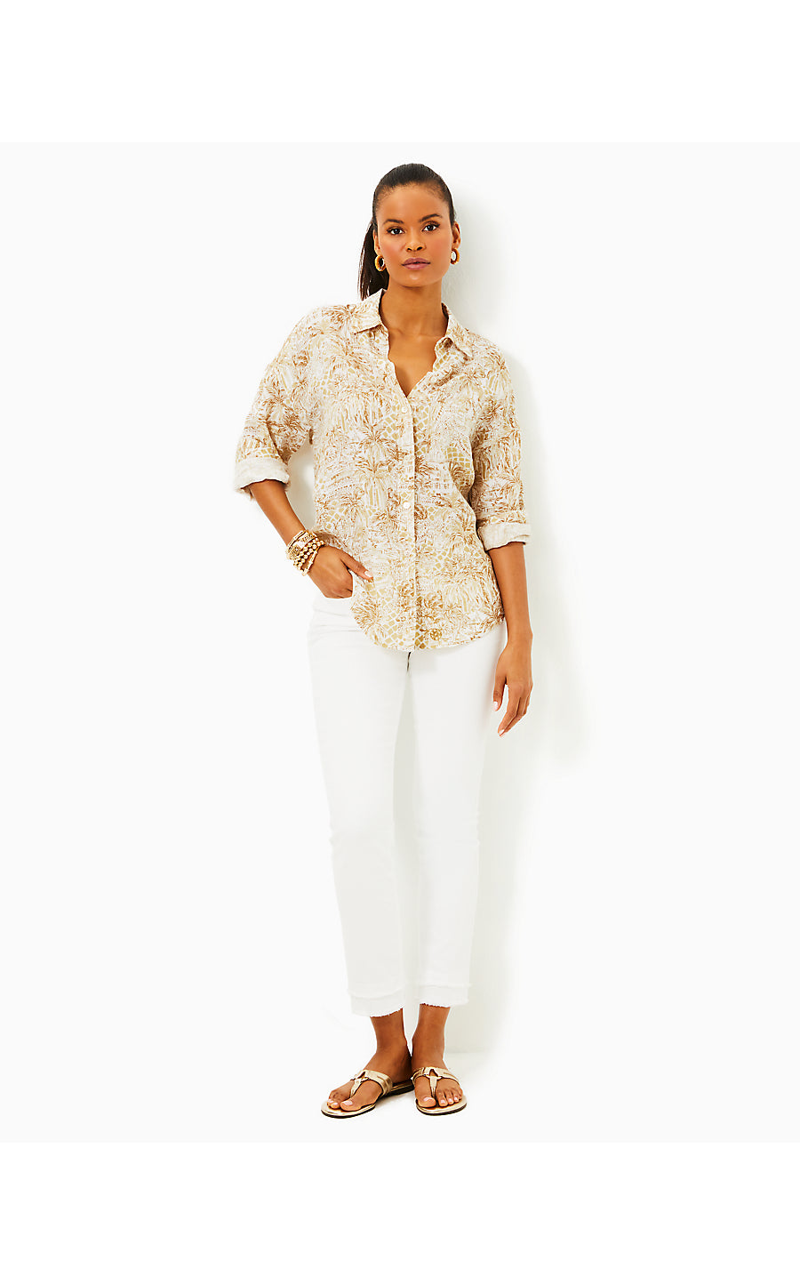 STEVEY RELAXED BUTTON DOWN, SAND BAR PALM BEACH PARADISE