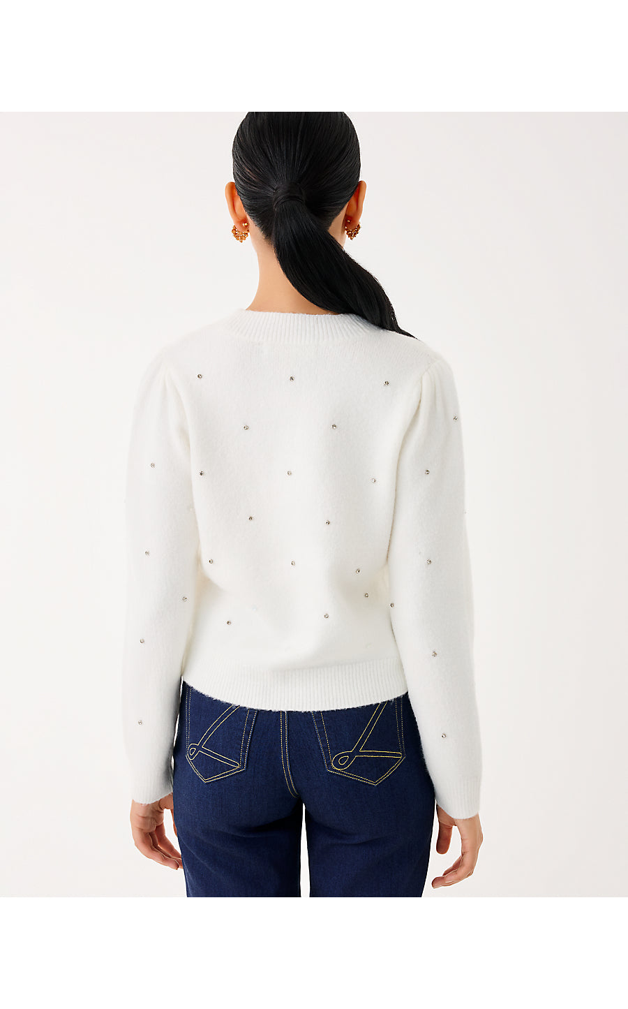 ELLORIE SWEATER, COCONUT PARADISE RHINESTONES