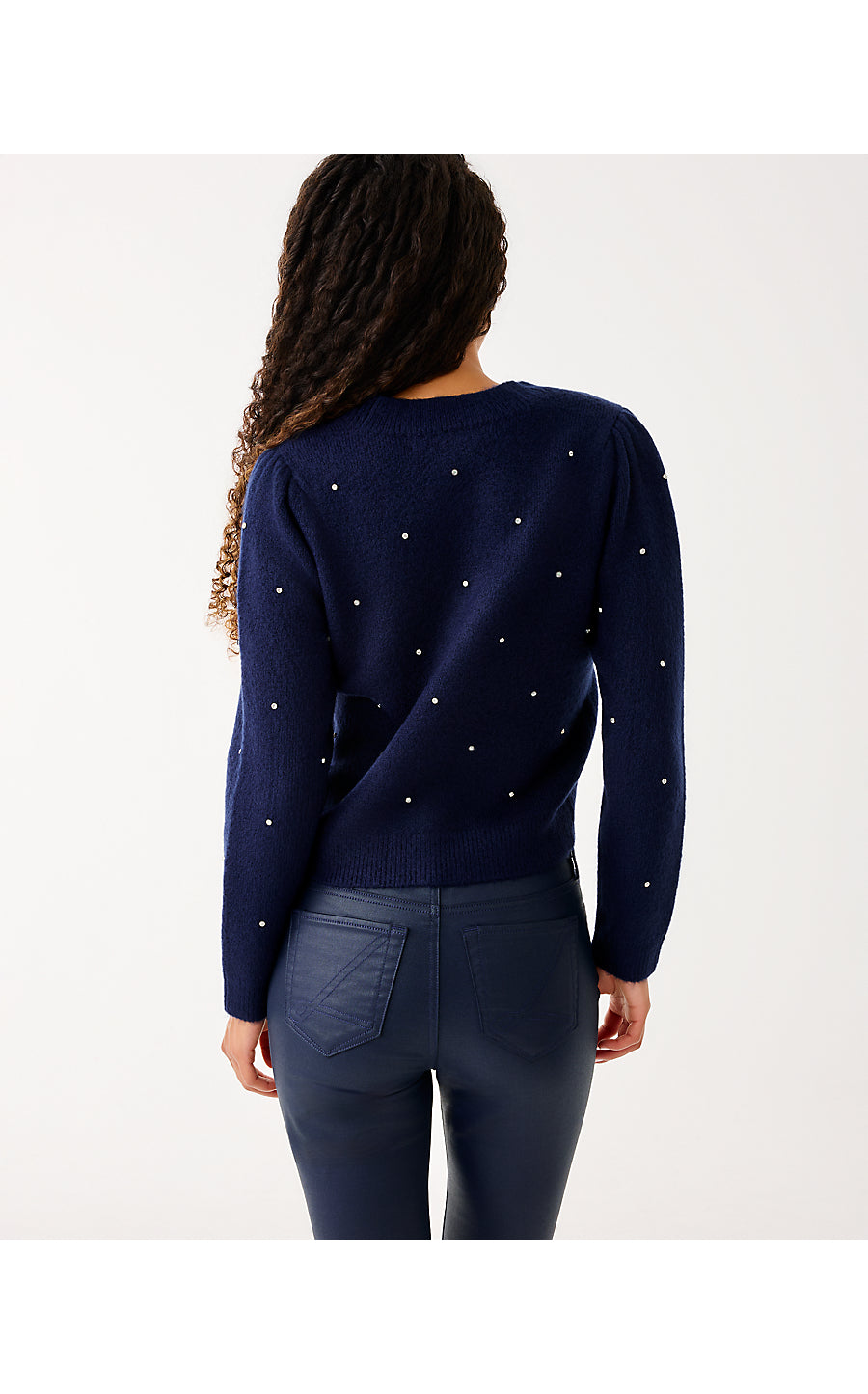 ELLORIE SWEATER, TRUE NAVY PARADISE RHINESTONES