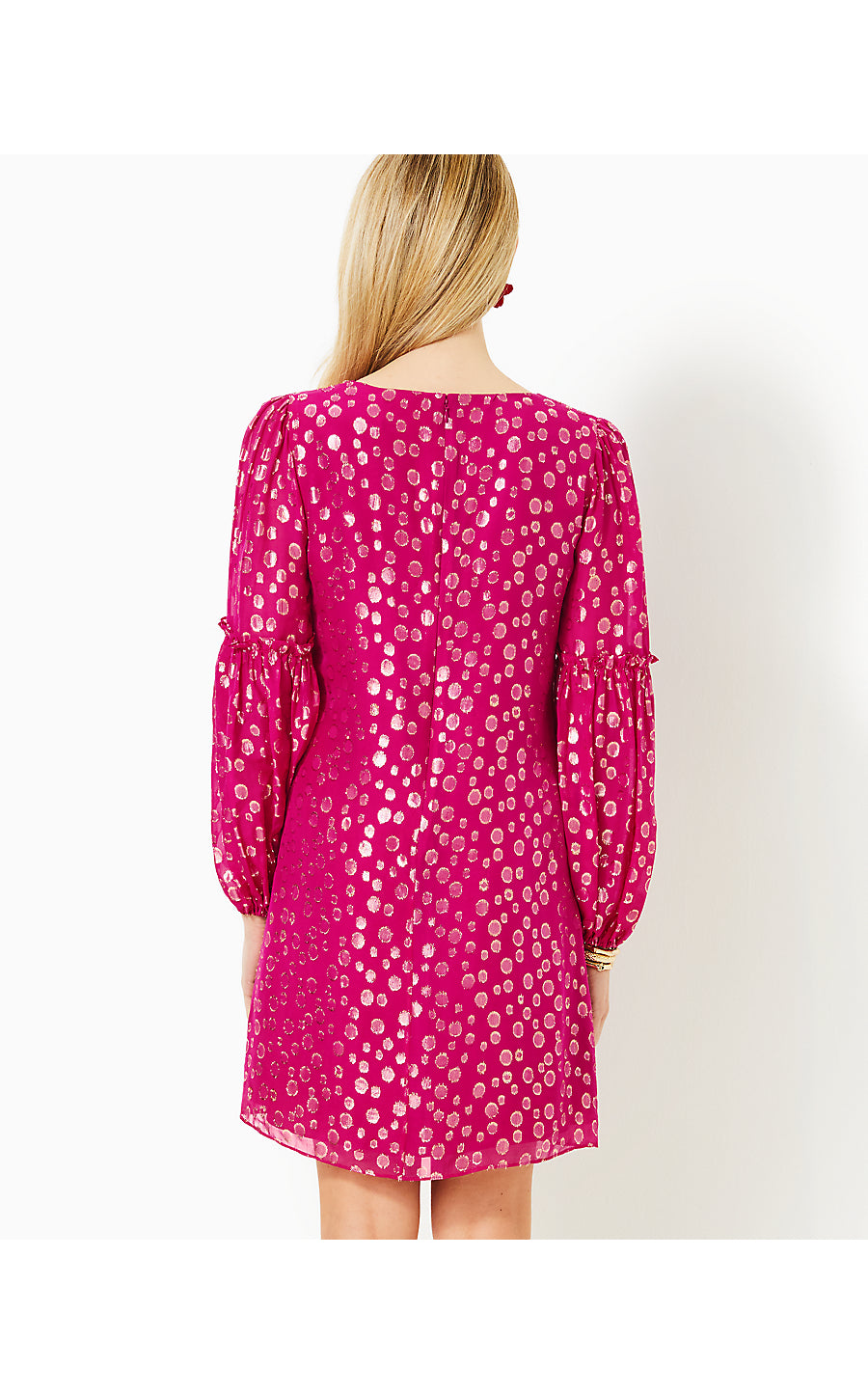 CLEME SILK DRESS, MYSTIQUE PINK SILK BUBBLY CLIP