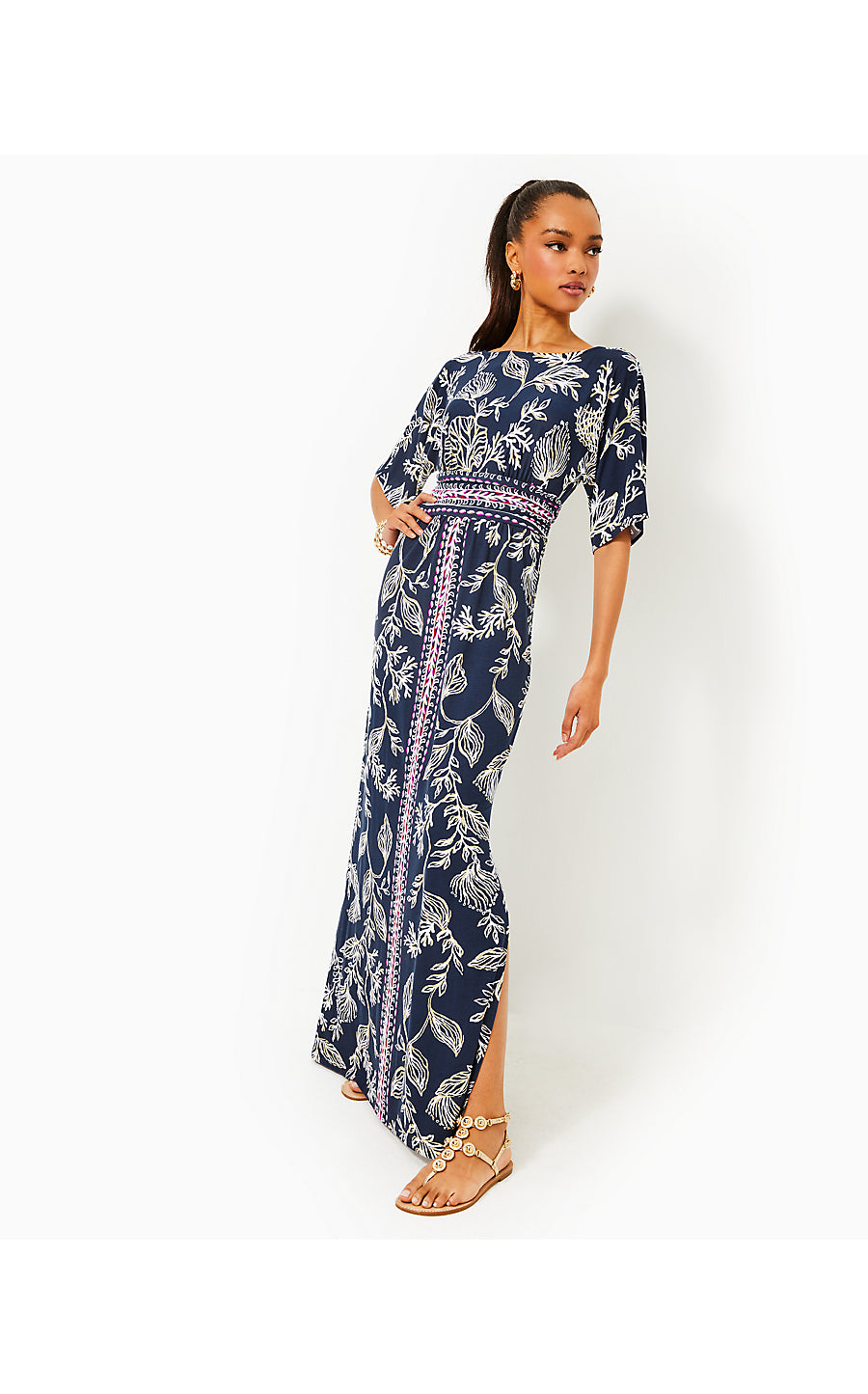 parigi maxi dress lilly pulitzer PARIGI BOAT NECK MAXI DRESS, LOW TIDE NAVY COASTAL LOCALE ENGINEERED KNIT  DRESS