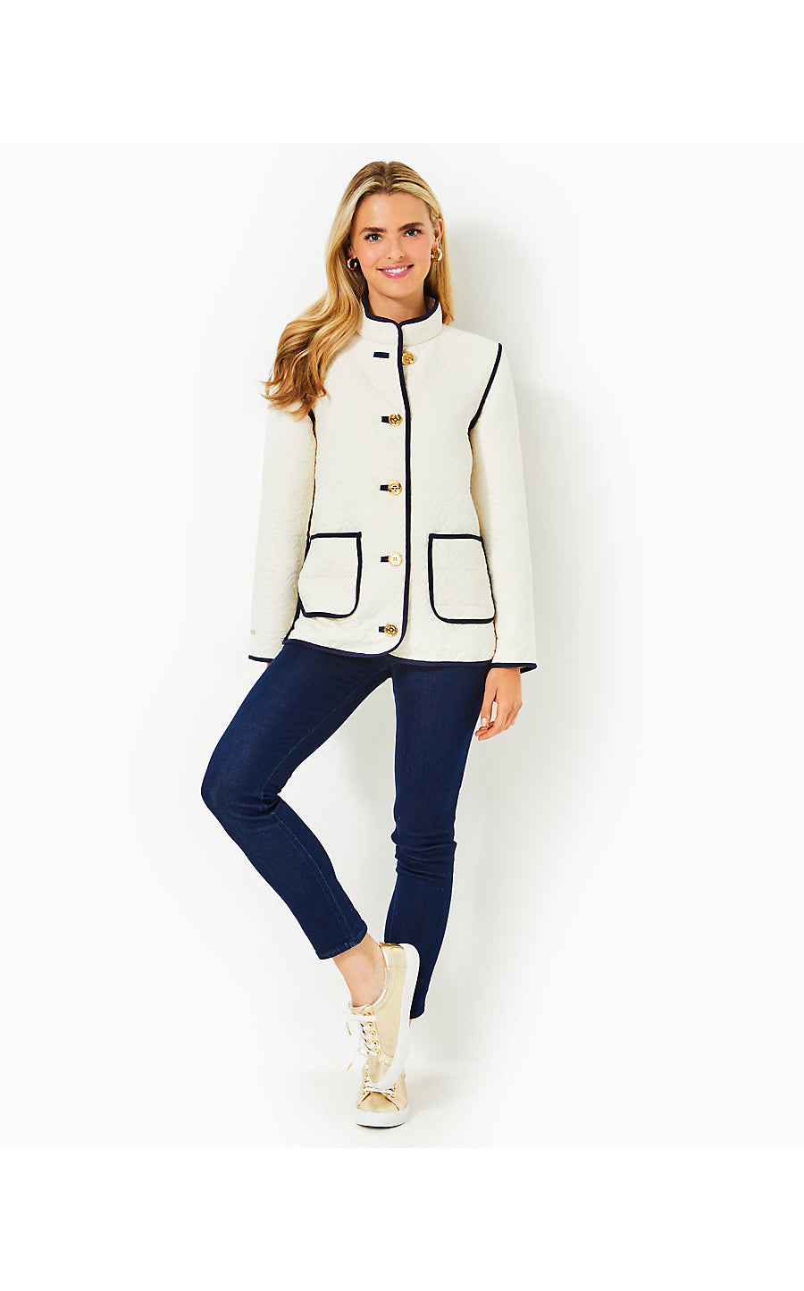 GEORGINE QUILTED JACKET, COCONUT QUILTED BUTTERFLY PATTERN