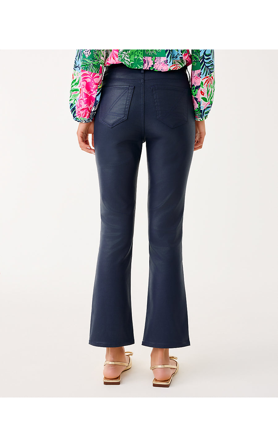 LIZA COATED CROP FLARE JEAN, LOW TIDE NAVY