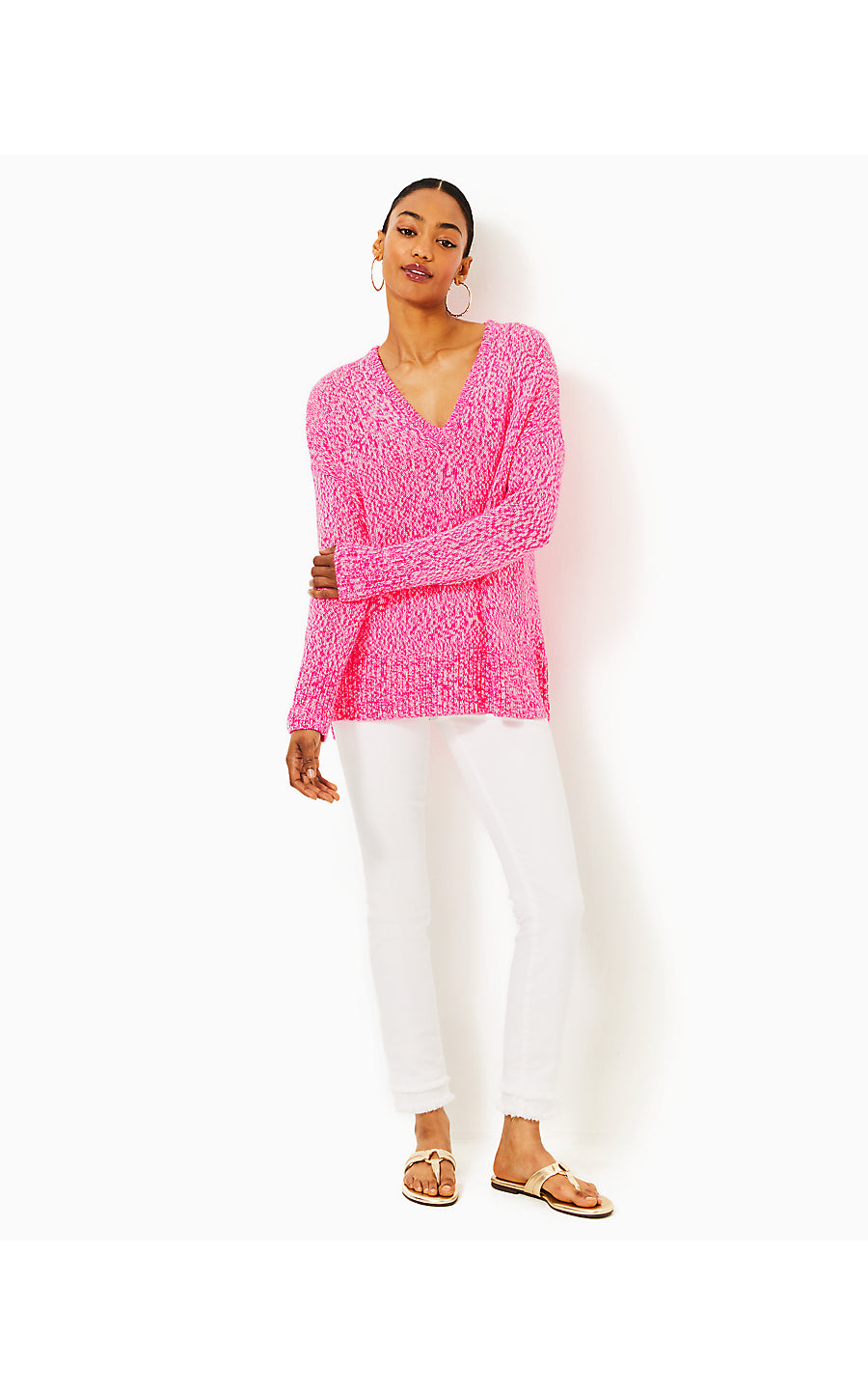 BEDFORD SWEATER, PASSION FRUIT PINK MARL