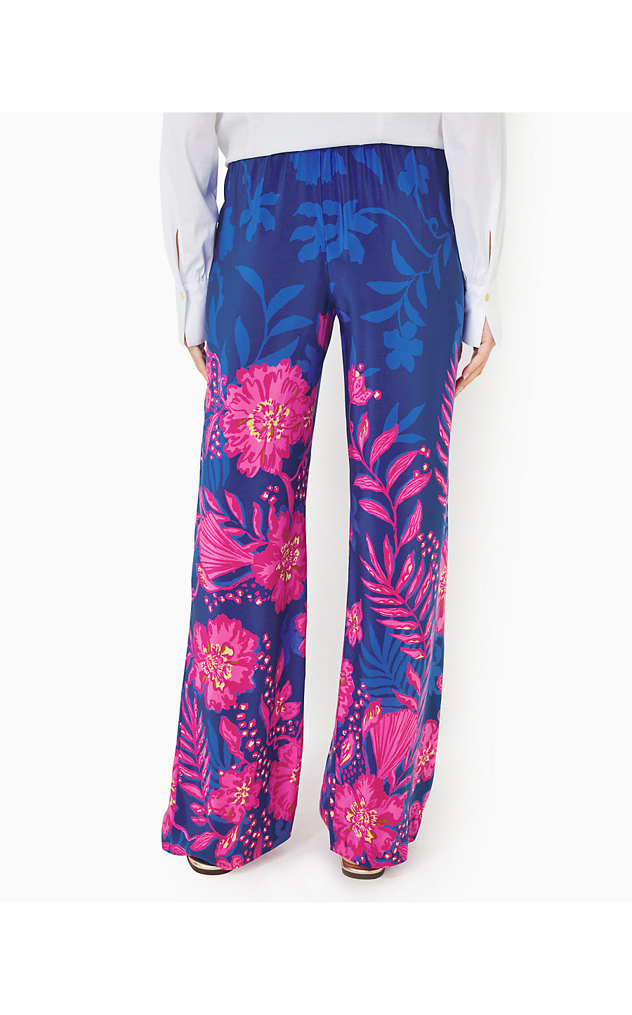 KANTANA HIGH RISE PALAZZO PANT, BLUE MED NEVER ENDING SUMMER ENGINEERED PANT