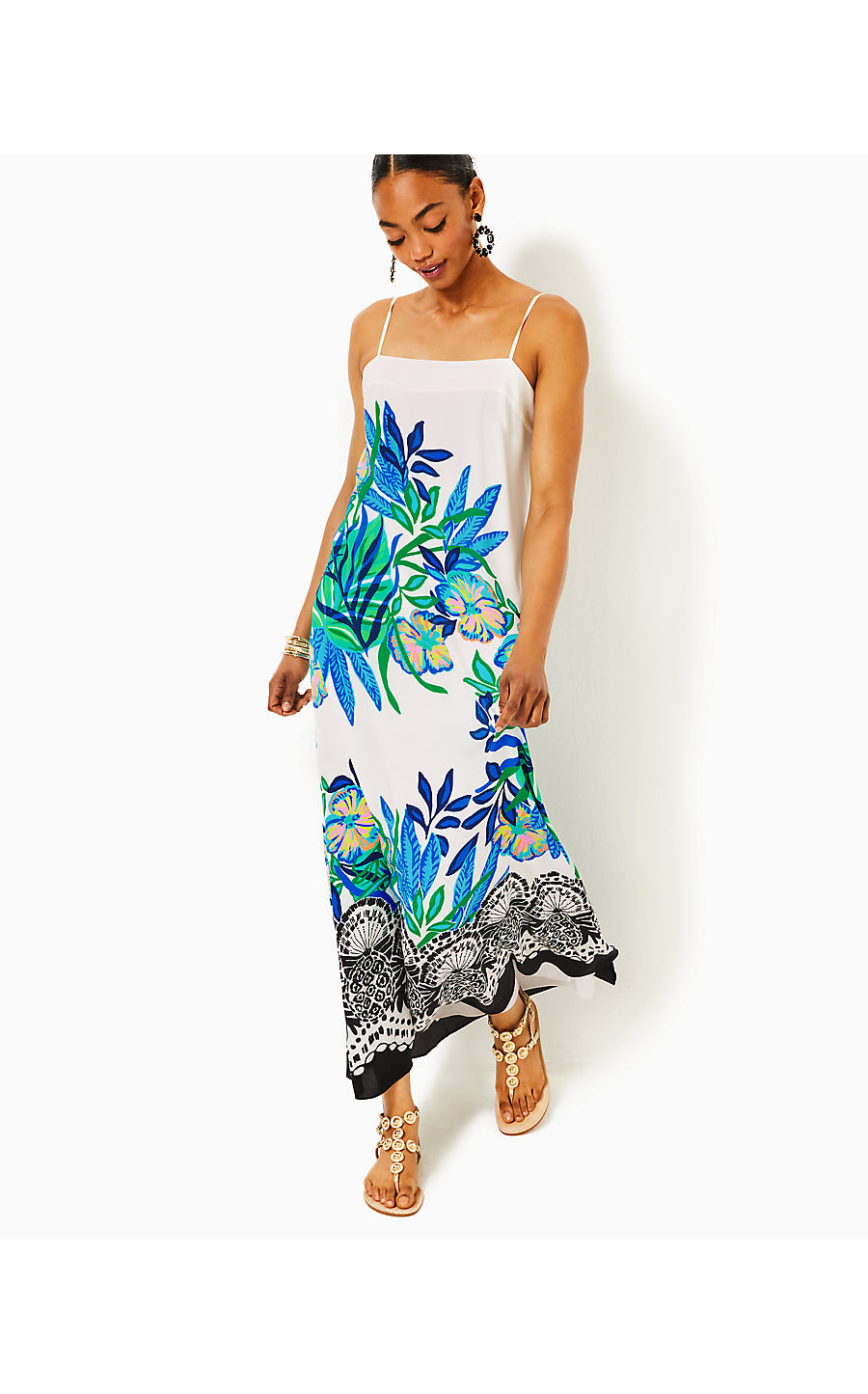 ROSABELLA SILK MAXI SLIP DRESS, MULTI GOLDEN HOUR GLAM OVERSIZED ENGINEERED DRESS