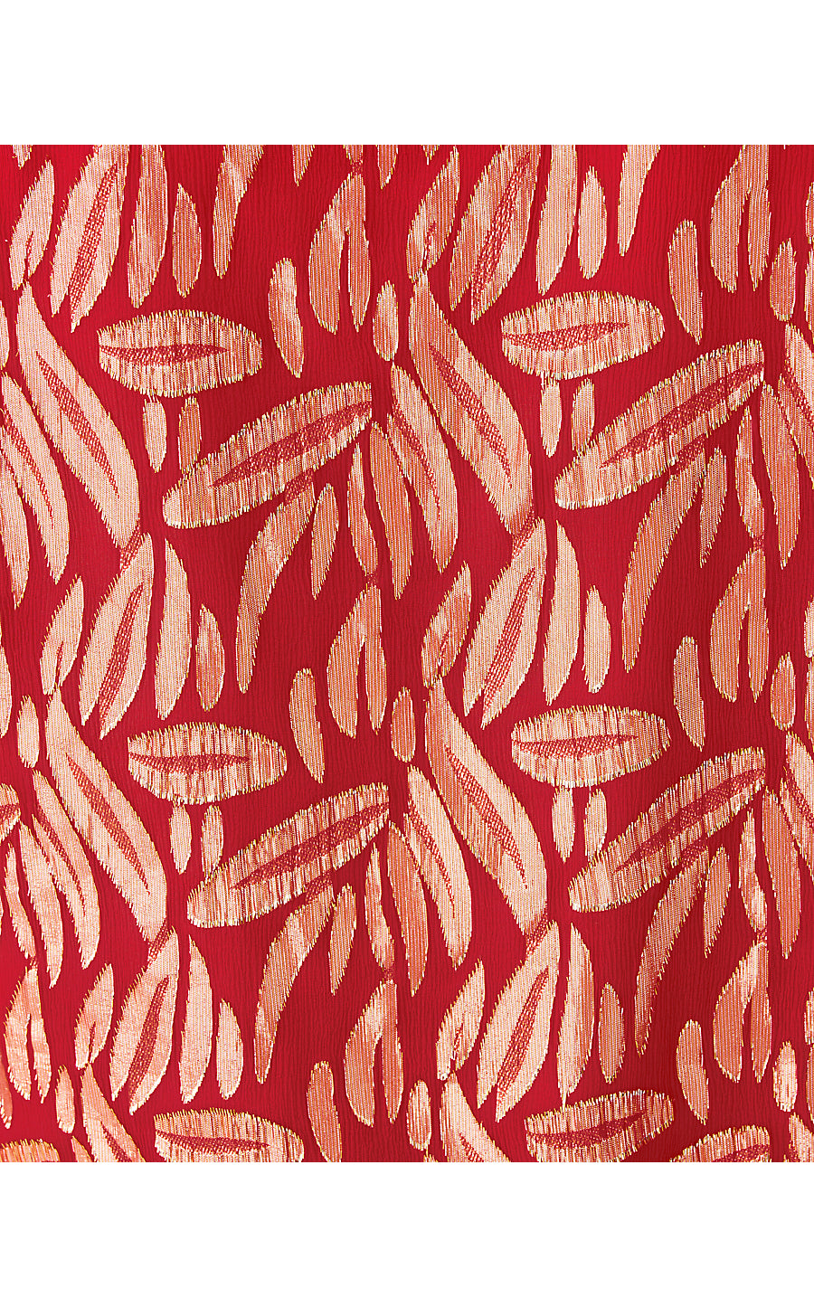 GIANA LONG SLEEVE SILK TOP, CRANBERRY RED LEAFY BABE METALLIC SILK CLIP