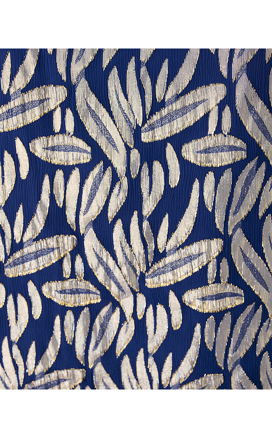 GIANA LONG SLEEVE SILK TOP, LOW TIDE NAVY LEAFY BABE METALLIC SILK CLIP