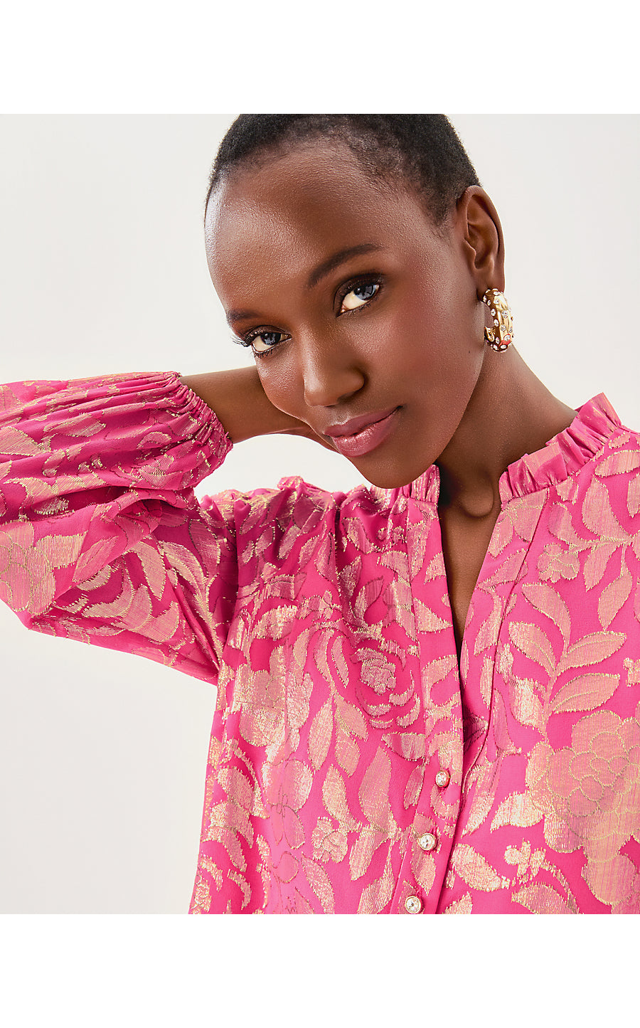 EVALINE SILK DRESS, SUN SHELL PINK FLORAL BLOOM SILK CLIP