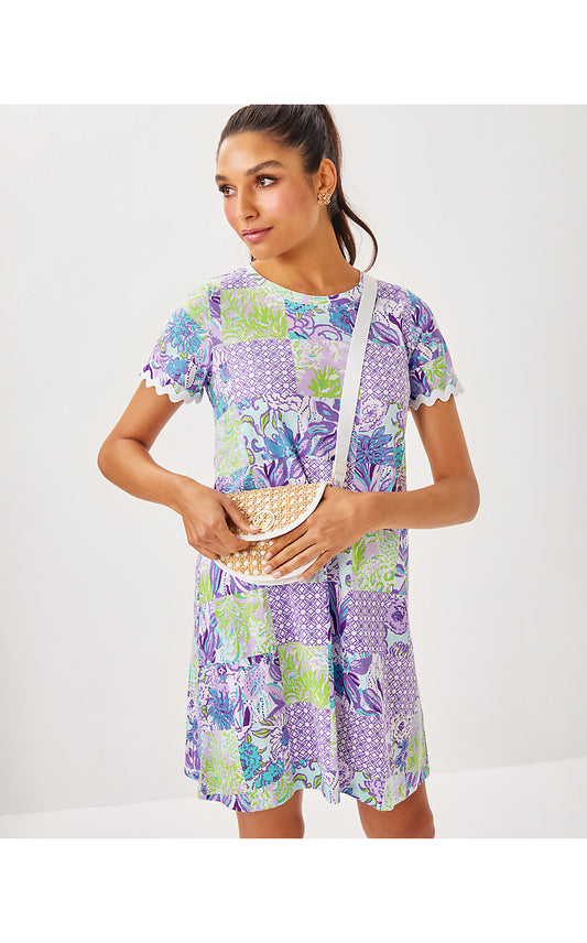 CODY SHORT SLEEVE DRESS, MULTI JUICY STORY PATCH
