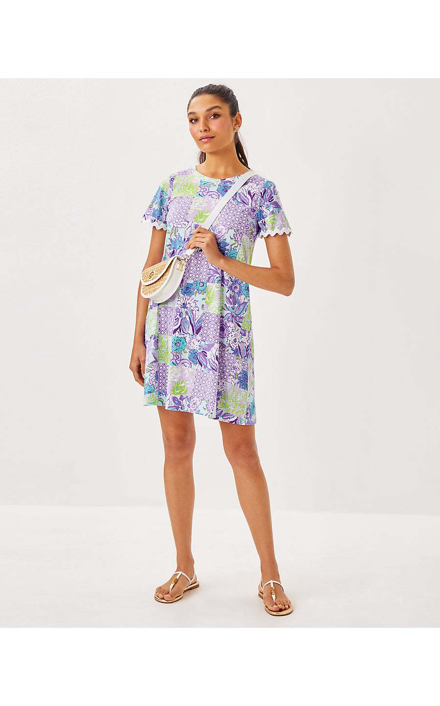 CODY SHORT SLEEVE DRESS, MULTI JUICY STORY PATCH