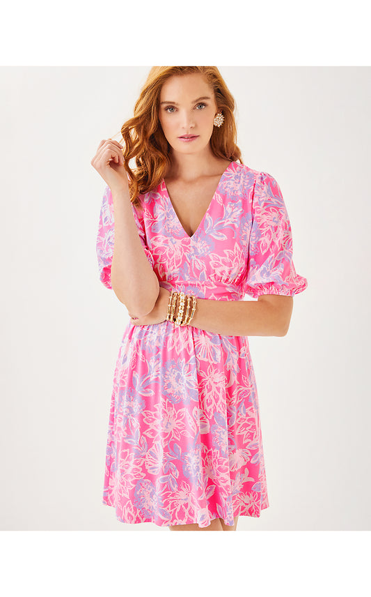 BRIGHTAN DRESS, ROUSSEAU PINK ZEN GARDEN