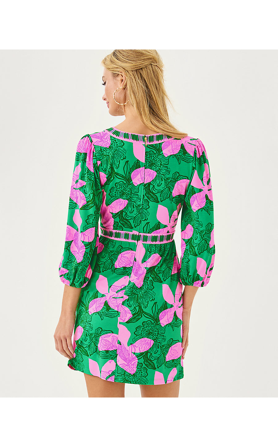 WEXLEE SKIRTED ROMPER, KITTS GREEN SUNSET SHADOWS ENGINEERED ROMPER