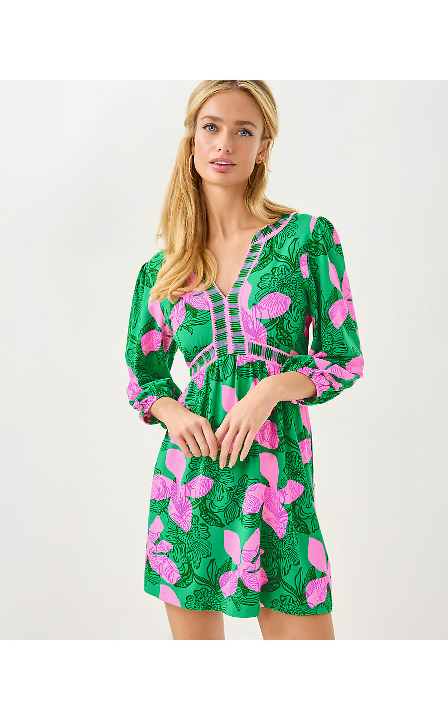 WEXLEE SKIRTED ROMPER, KITTS GREEN SUNSET SHADOWS ENGINEERED ROMPER