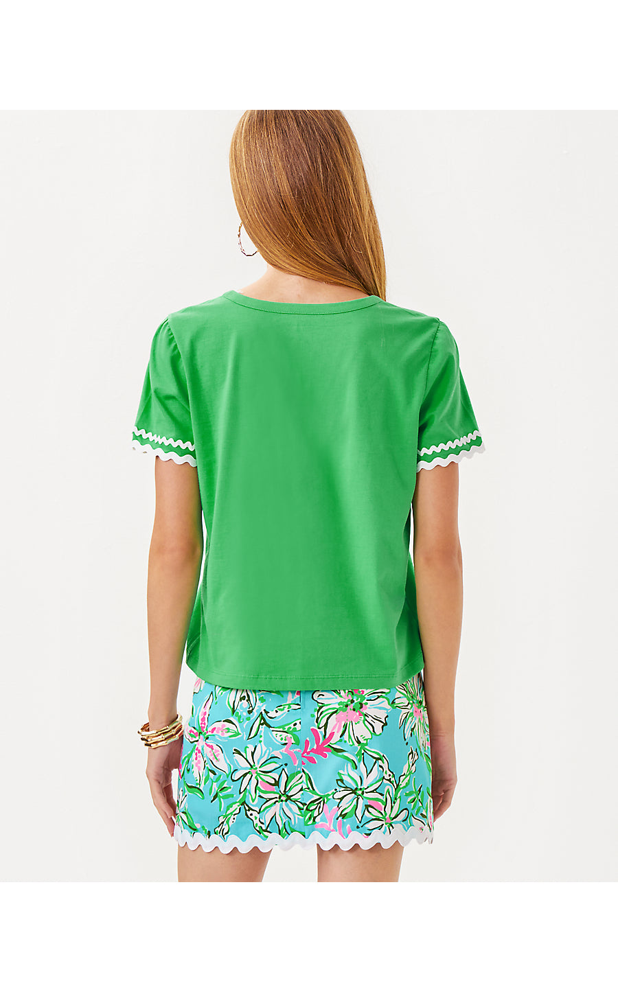 CLAIRMONT TRIMMED KNIT TOP, FAUNA GREEN