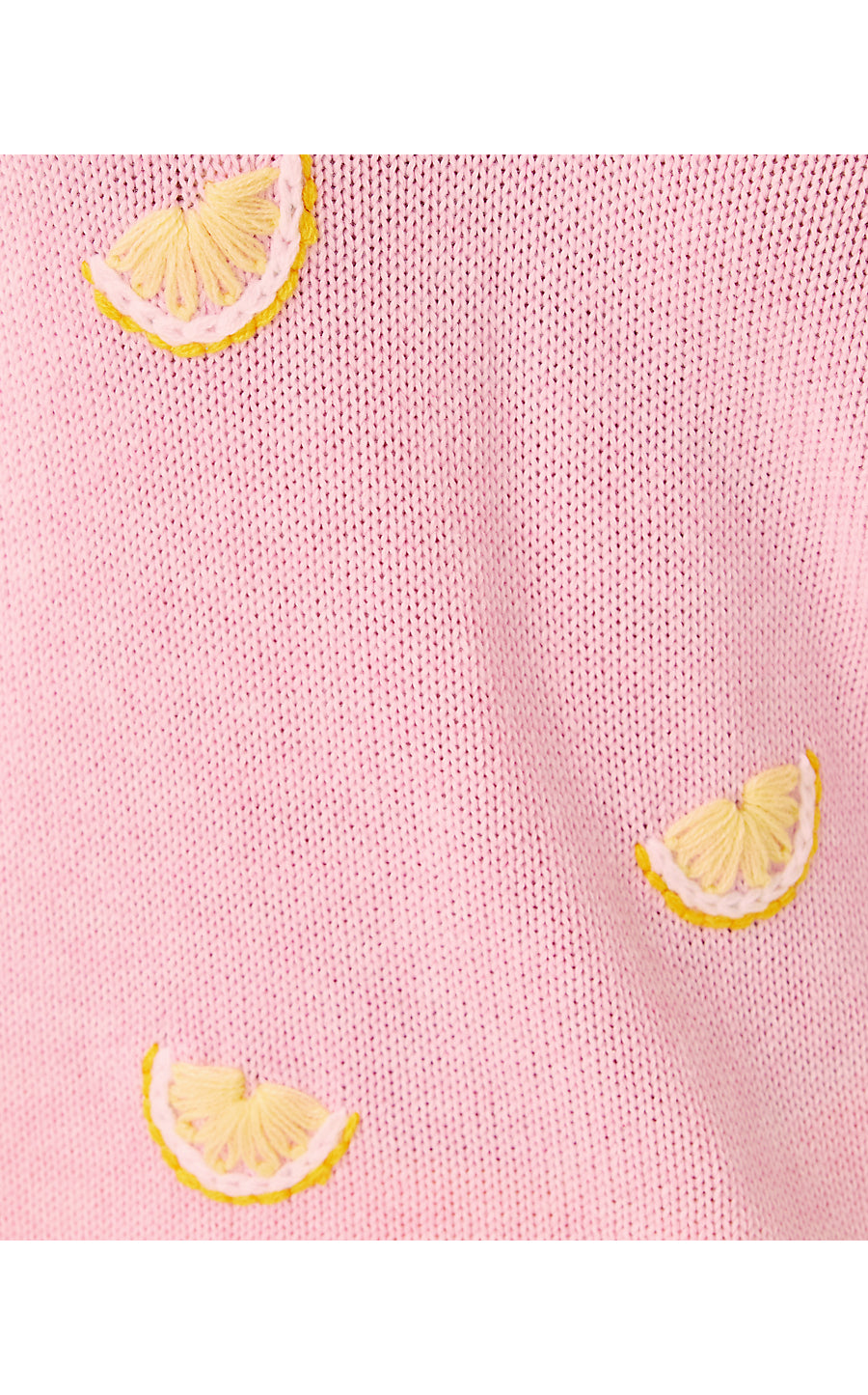 TENSLEY SWEATER, HEATHERED PINK MUSE FRESH SQUEEZED EMBROIDERY