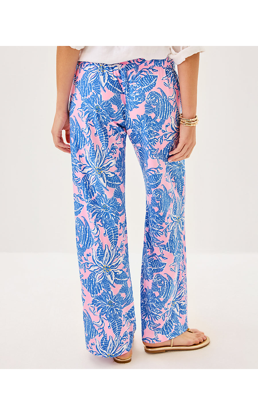 BAL HARBOUR STRETCH PALAZZO PANT, CONCH SHELL PINK UP SCALE ENGINEERED PANT