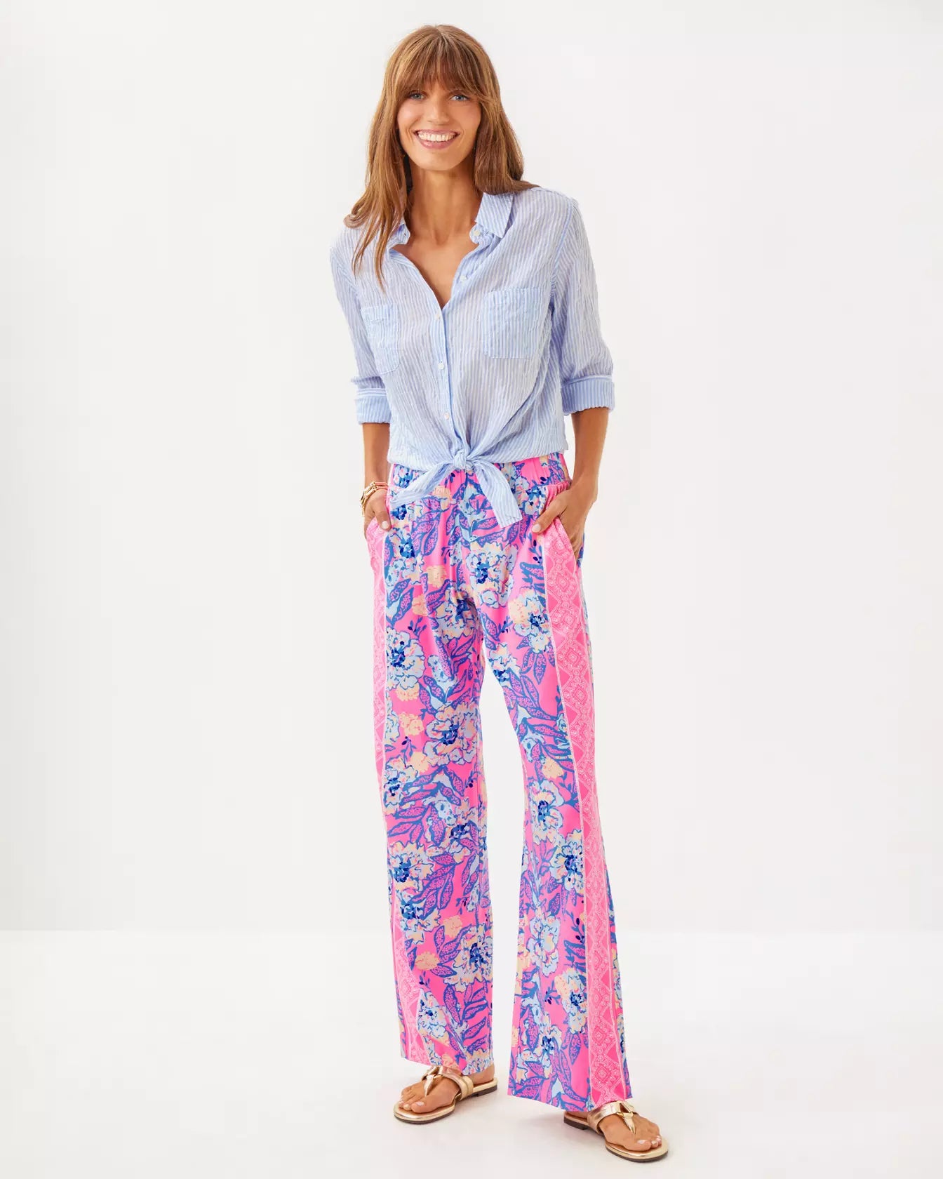 BAL HARBOUR STRETCH PALAZZO PANT, MULTI TOTALLY KOALAFIED ENGINEERED BOTTOM