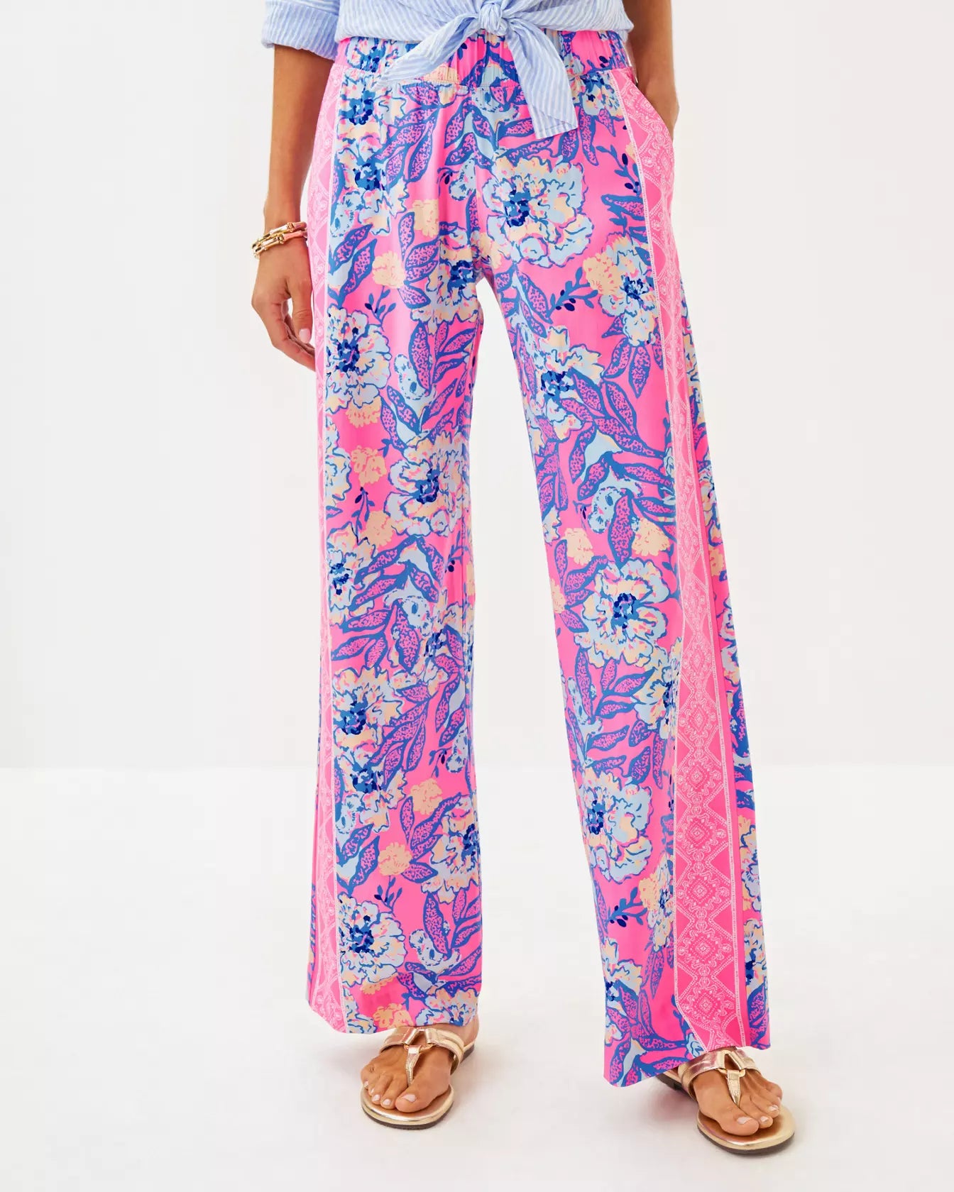 BAL HARBOUR STRETCH PALAZZO PANT, MULTI TOTALLY KOALAFIED ENGINEERED BOTTOM