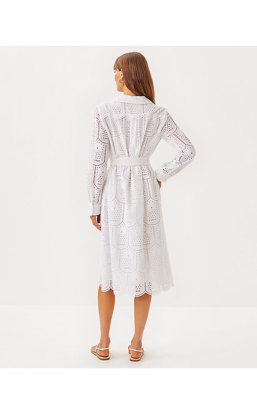 EIRA MIDI SHIRTDRESS, RESORT WHITE PINEAPPLE TILE EYELET