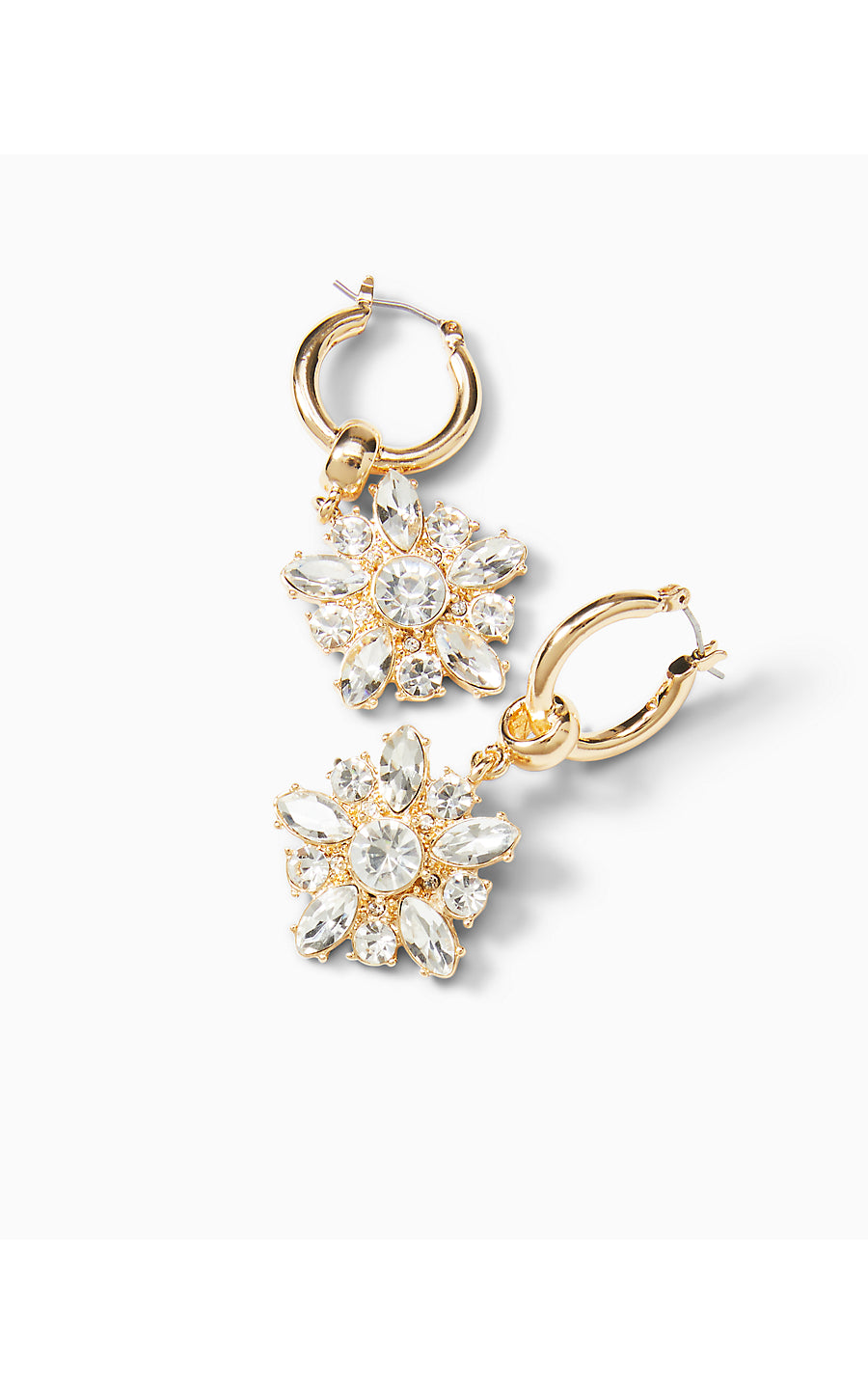 PARTY CHARM HOOP EARRINGS, GOLD METALLIC