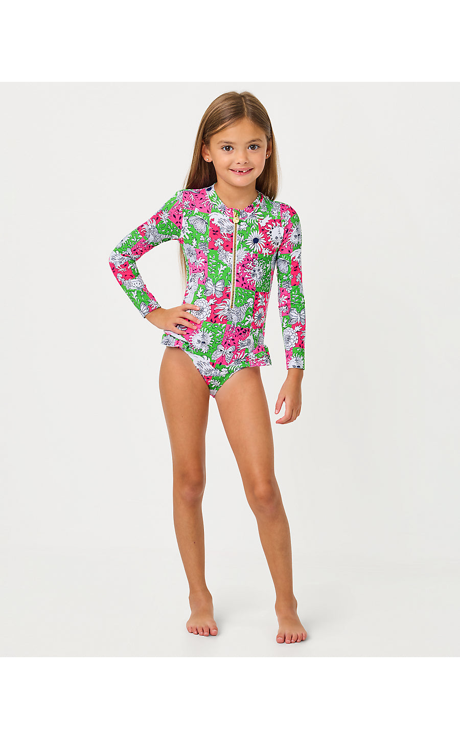 DENNING RASHGUARD UPF 50+, CHERRY BLOSSOM PINK LIL CHICKEN CHECK