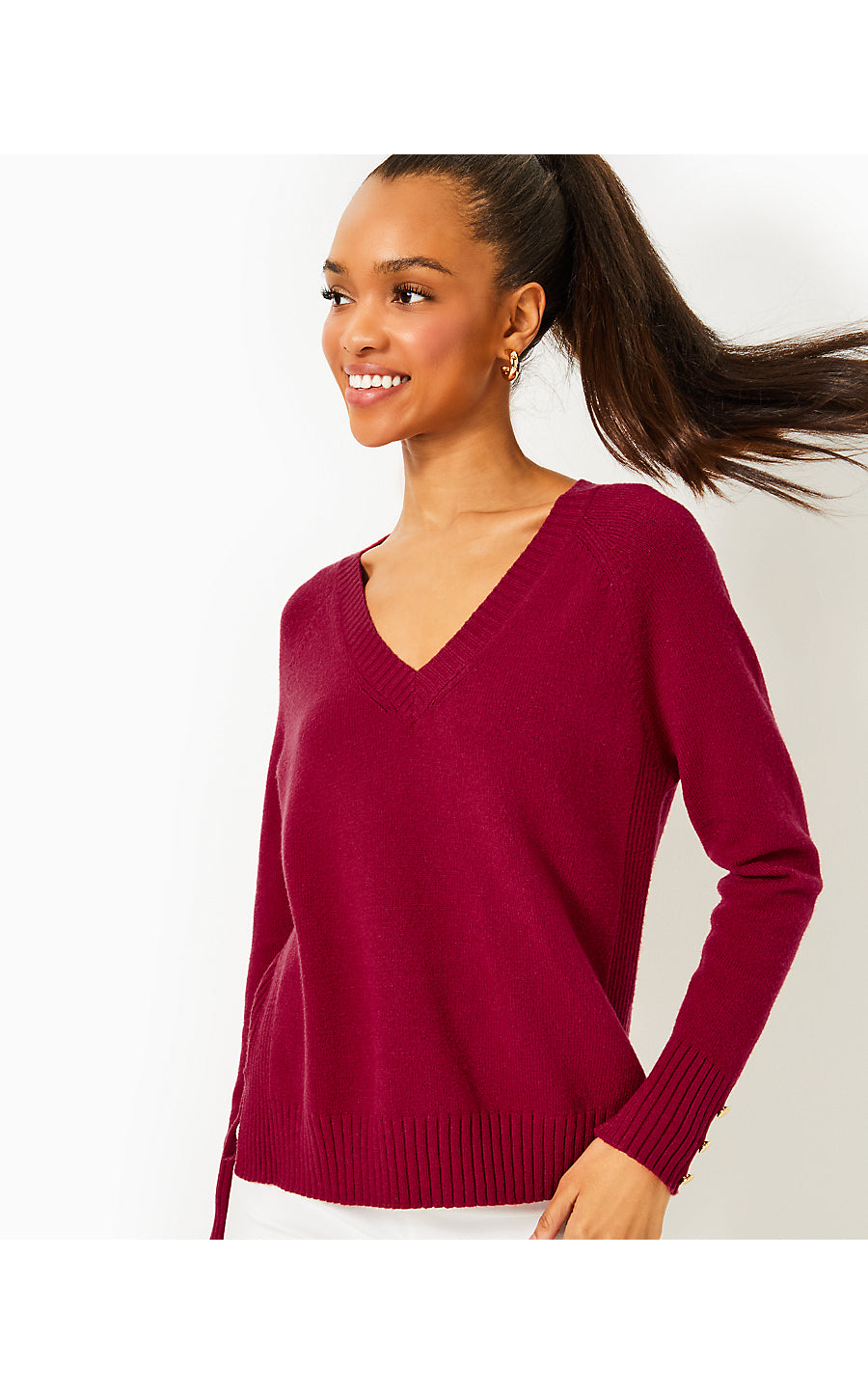 KAYCEE SWEATER, MALBEC RED