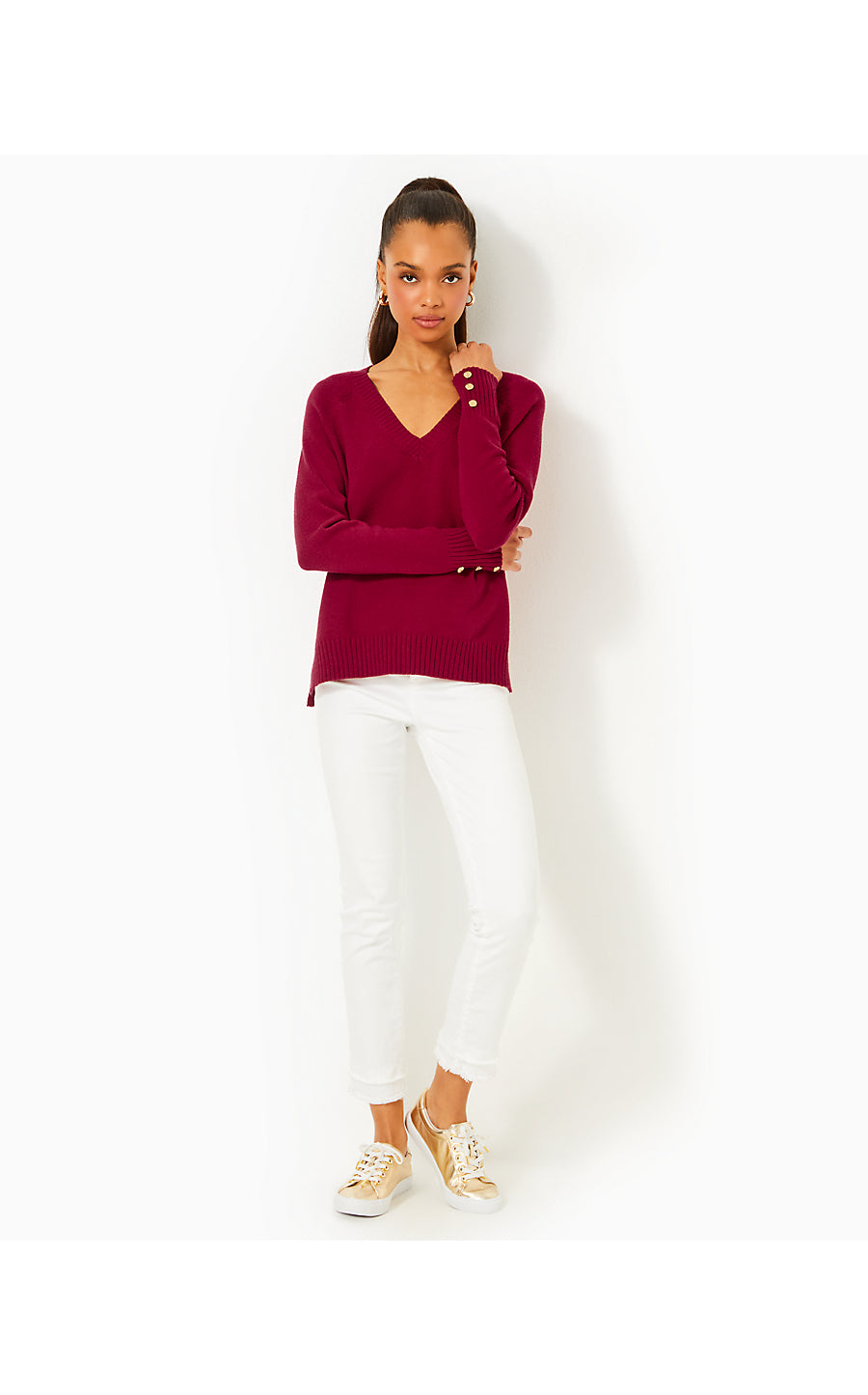 KAYCEE SWEATER, MALBEC RED