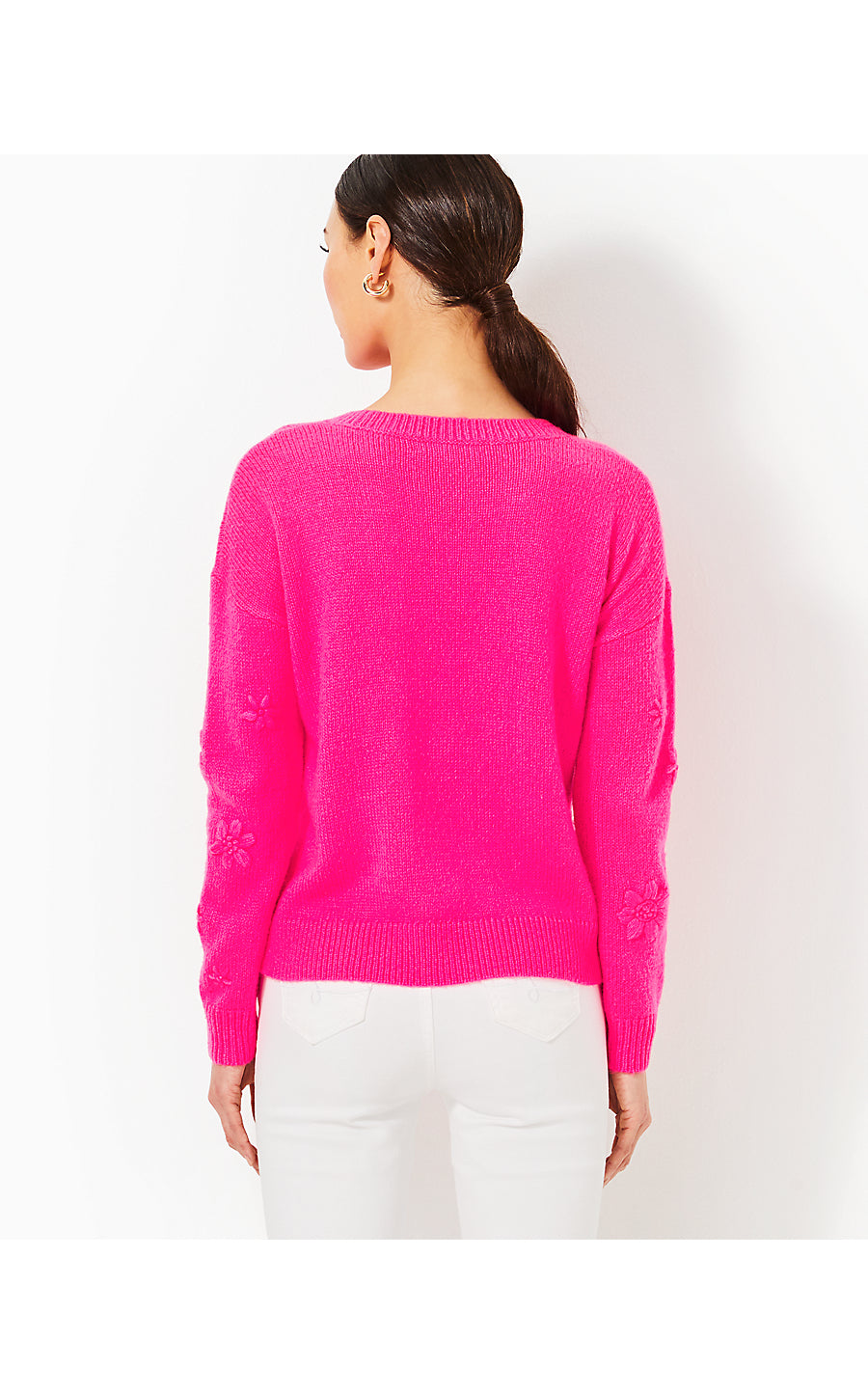 ELIZABELLE SWEATER, PASSION FRUIT PINK COASTAL FLOWERS