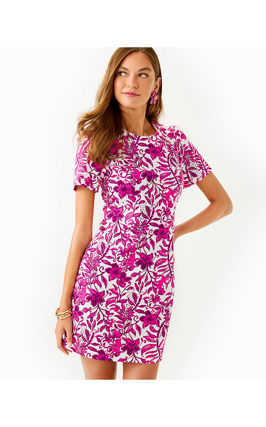 (取寄) リリー ピュリッツァー レディース ミラ ショート スリーブ ストレッチ Lilly Pulitzer women Mila Short Sleeve Stretch Elderflower Blossom Lil Escape Plan MILA SHORT SLEEVE STRETCH SHIFT, ELDERFLOWER BLOSSOM LIL ESCAPE