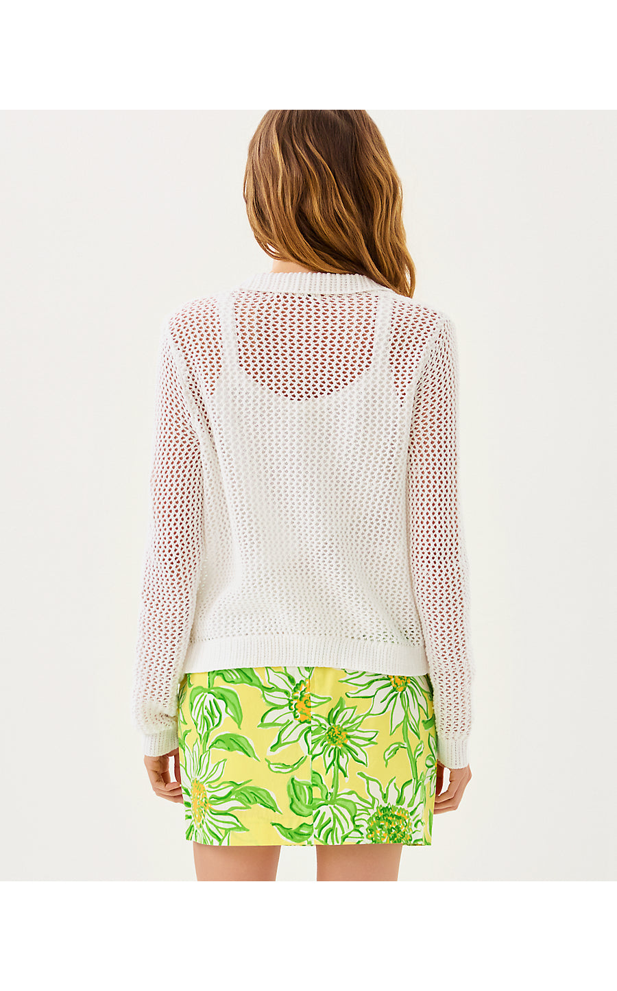 CORMAC MESH SWEATER SET, RESORT WHITE FLOWER CROCHET