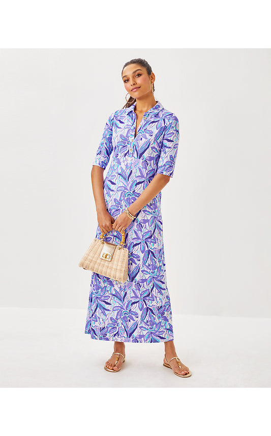 BERKELY MAXI DRESS, TROPICALIA PURPLE ELEPHANT IN THE BLOOM