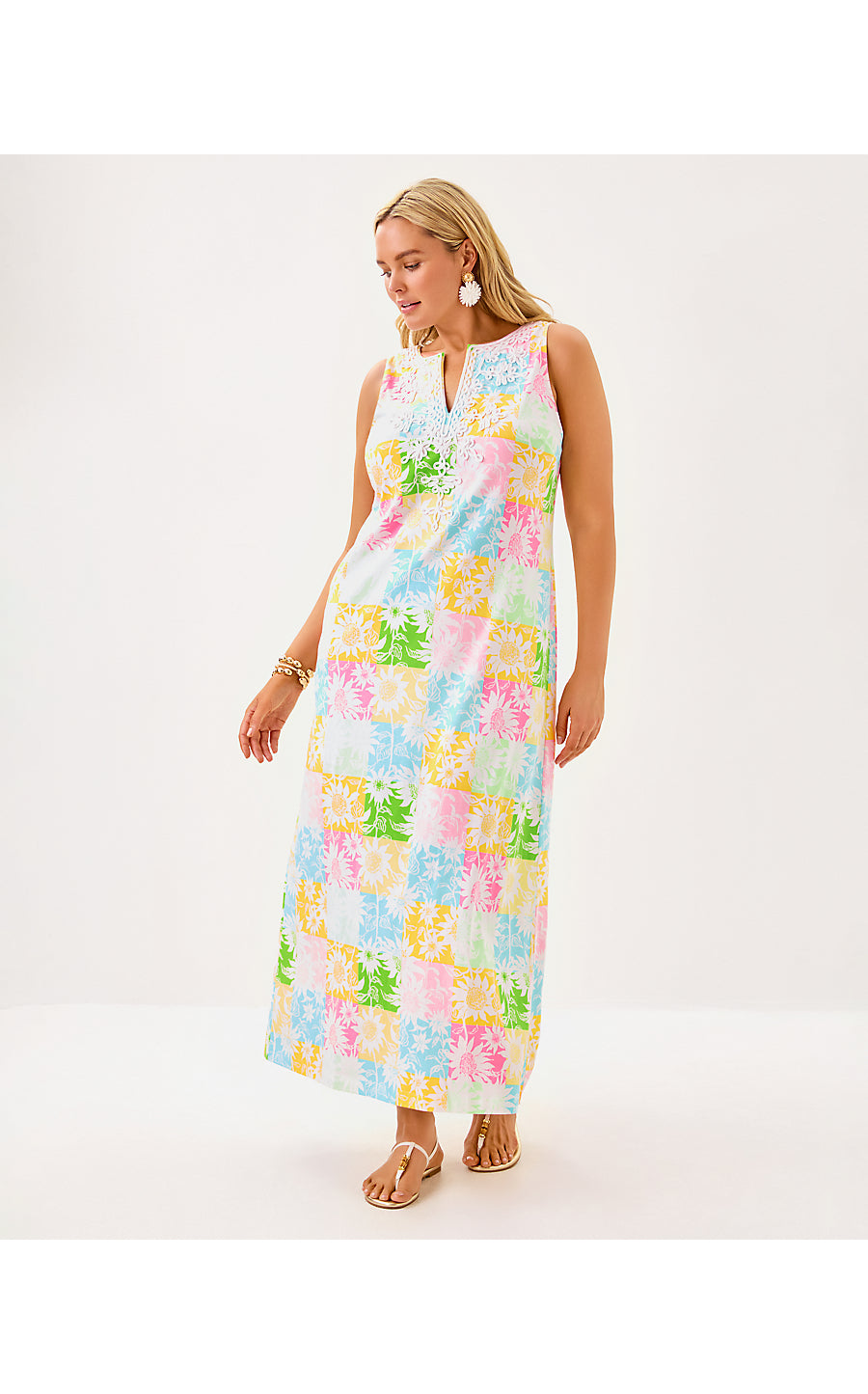 RAINA MAXI DRESS, MULTI VIA SUNNY SUNFLOWERS