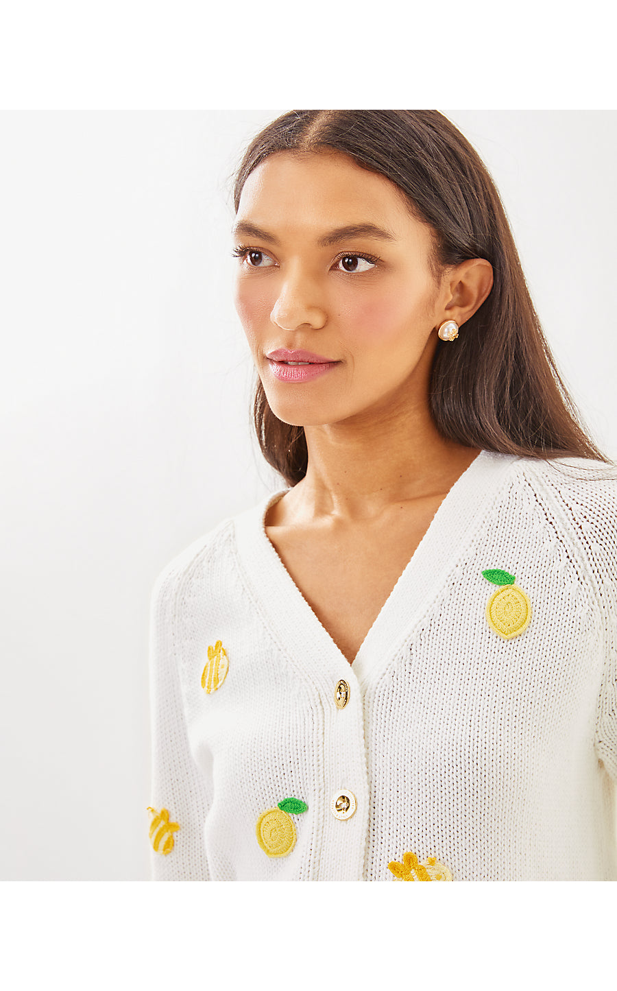 TIPPERY CARDIGAN, RESORT WHITE BEE SWEET EMBROIDERY