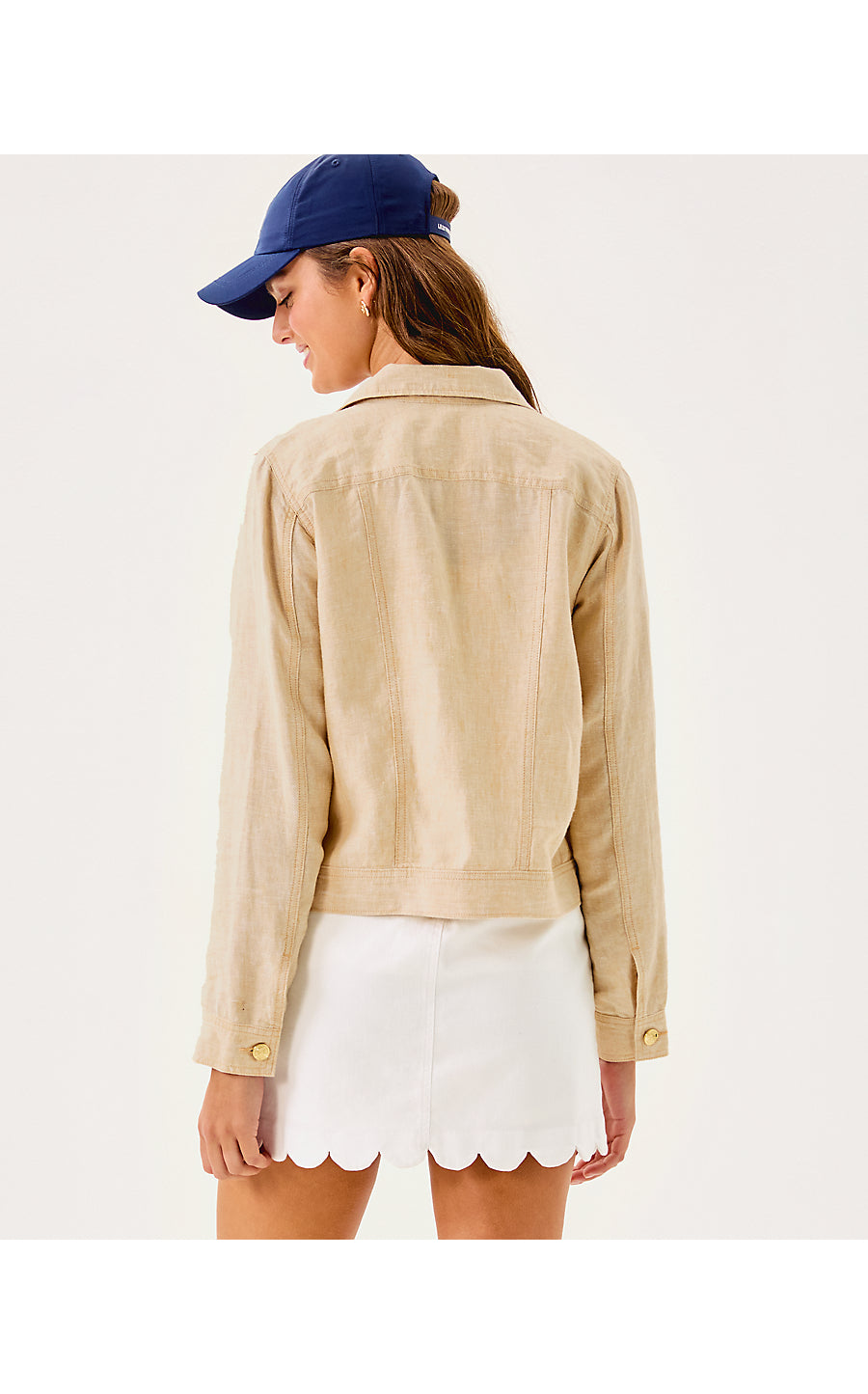 SEASPRAY LINEN JACKET, WICKER TAN X RESORT WHITE
