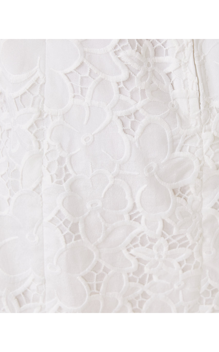 JULES SKIRTED ROMPER, RESORT WHITE FLOWER BUNCH CUT WORK EMBROIDERY