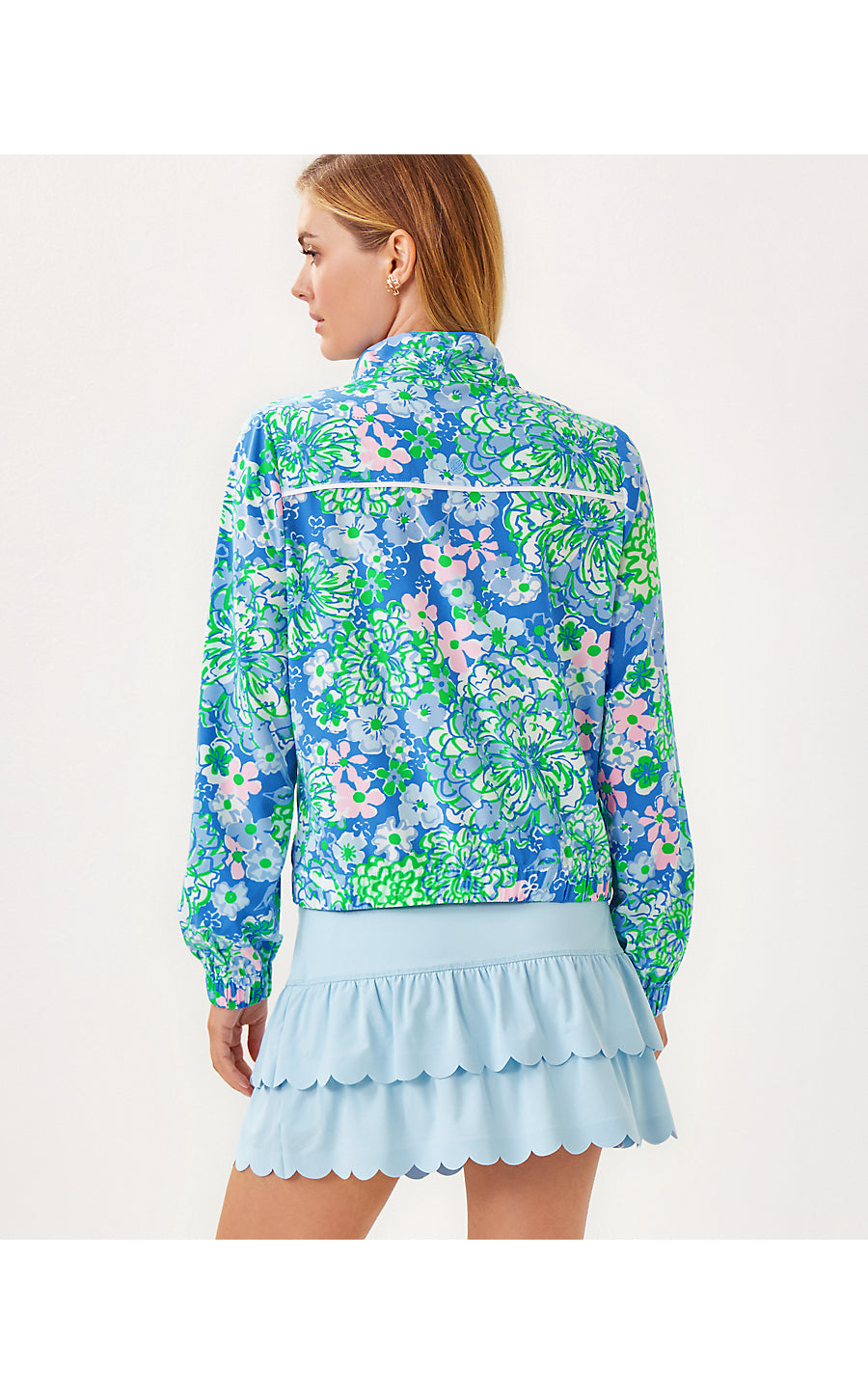 AEGEAN PERFORMANCE HALF ZIP, SUNWASHED BLUE PLUMES IN BLOOM