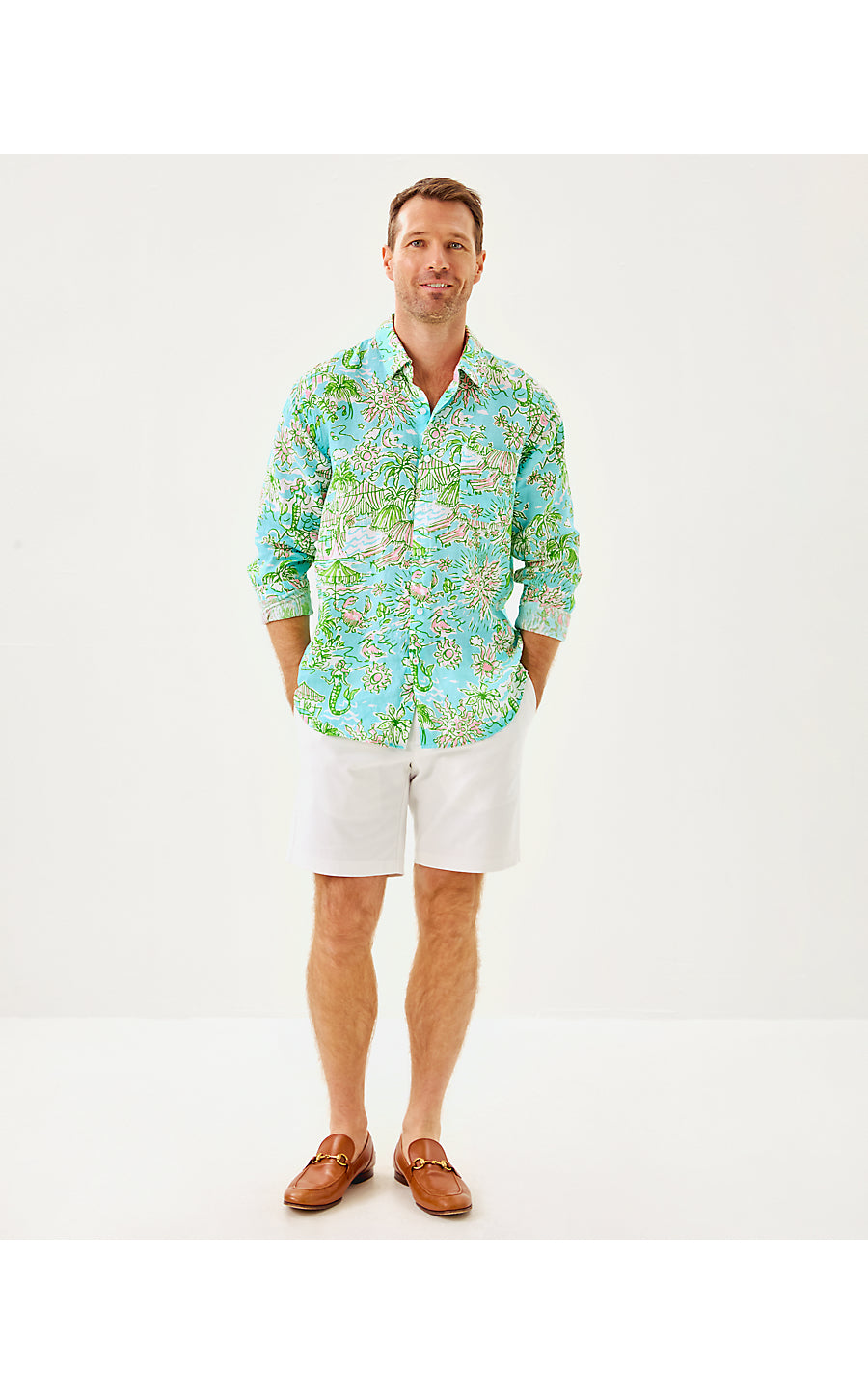 MENS STUFF ADDISON SHIRT, FRESH WATER BLUE SUNBATHERS BLISS