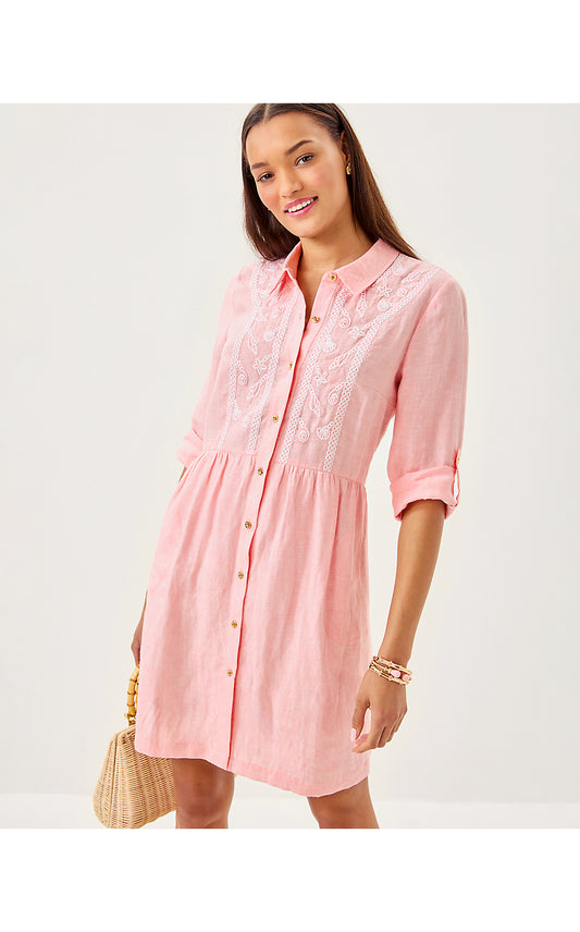 SHAELA DRESS, SORBET PINK X RESORT WHITE