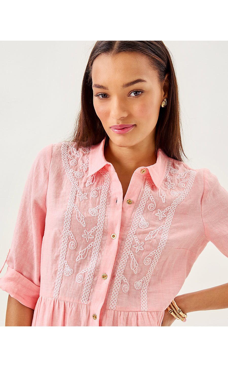 SHAELA DRESS, SORBET PINK X RESORT WHITE