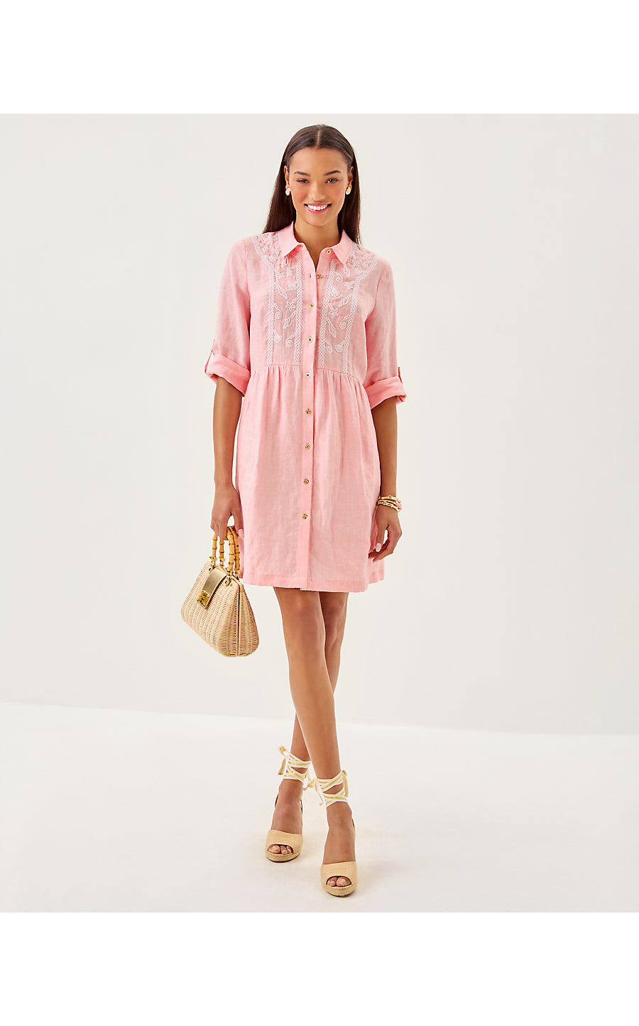 SHAELA DRESS, SORBET PINK X RESORT WHITE