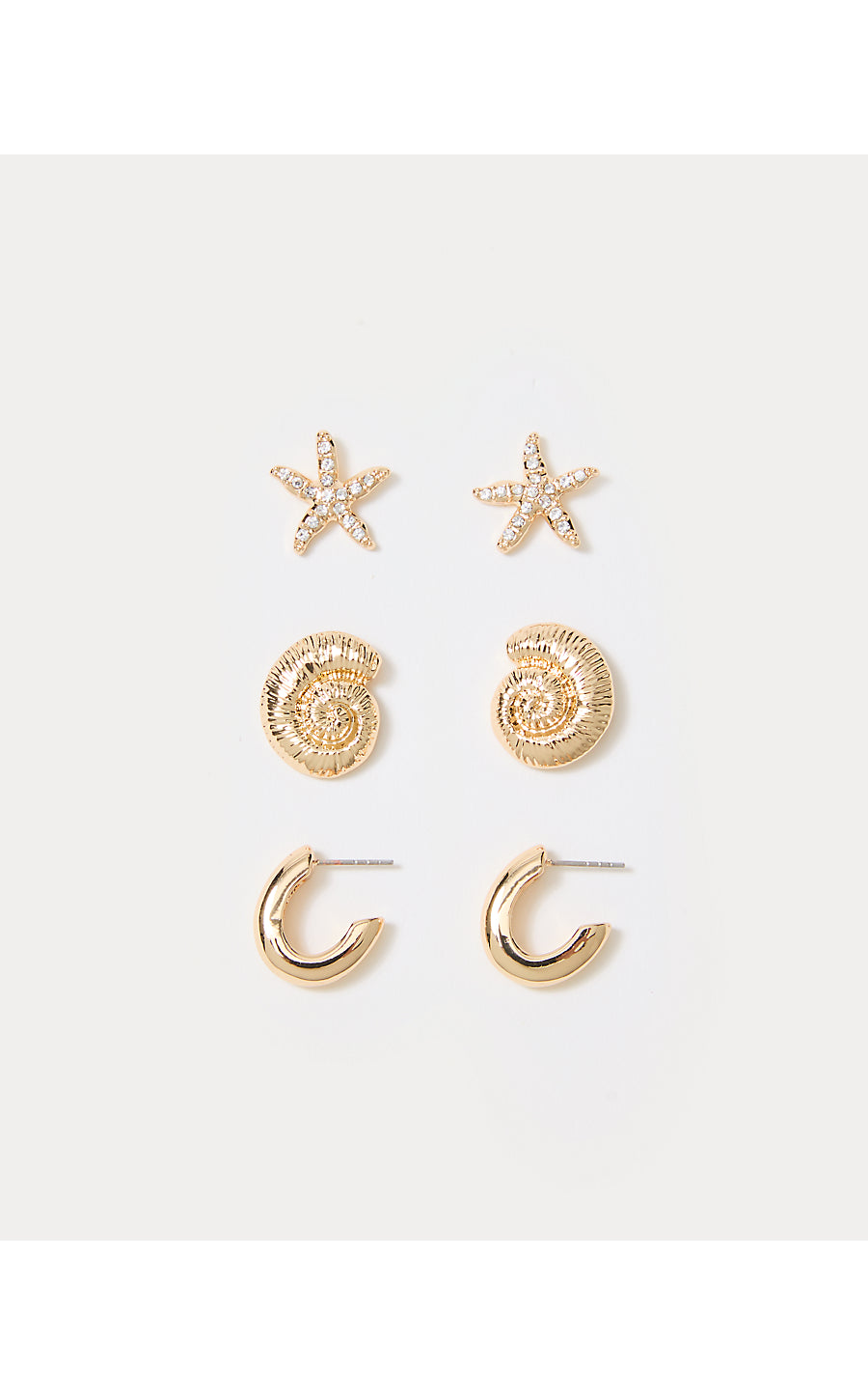 SANDSATIONAL EARRING SET, GOLD METALLIC